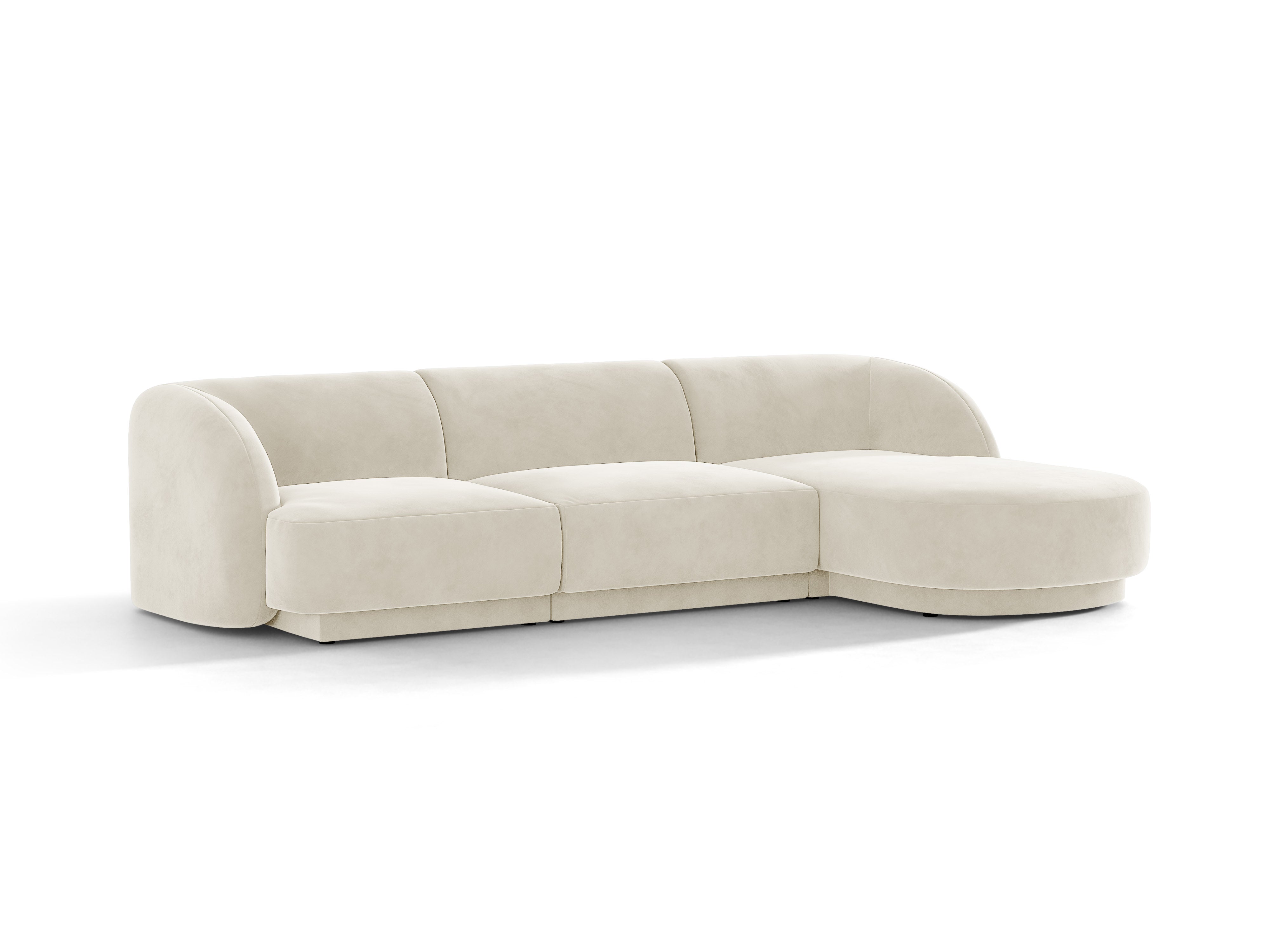 Samt-Ecksofa für 4 Personen rechts MILEY beige