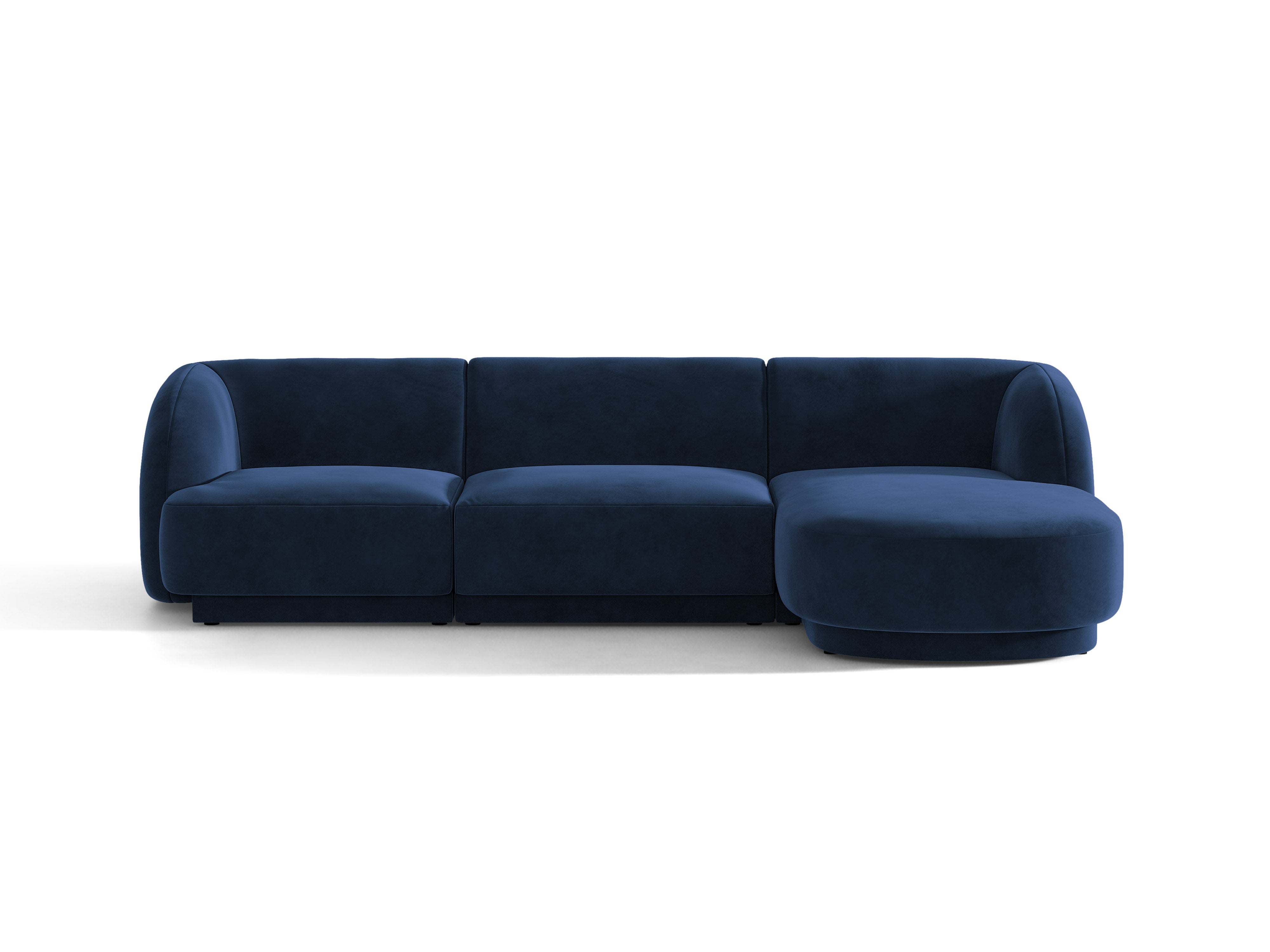 Samt-Ecksofa für 4 Personen rechts MILEY in Marineblau