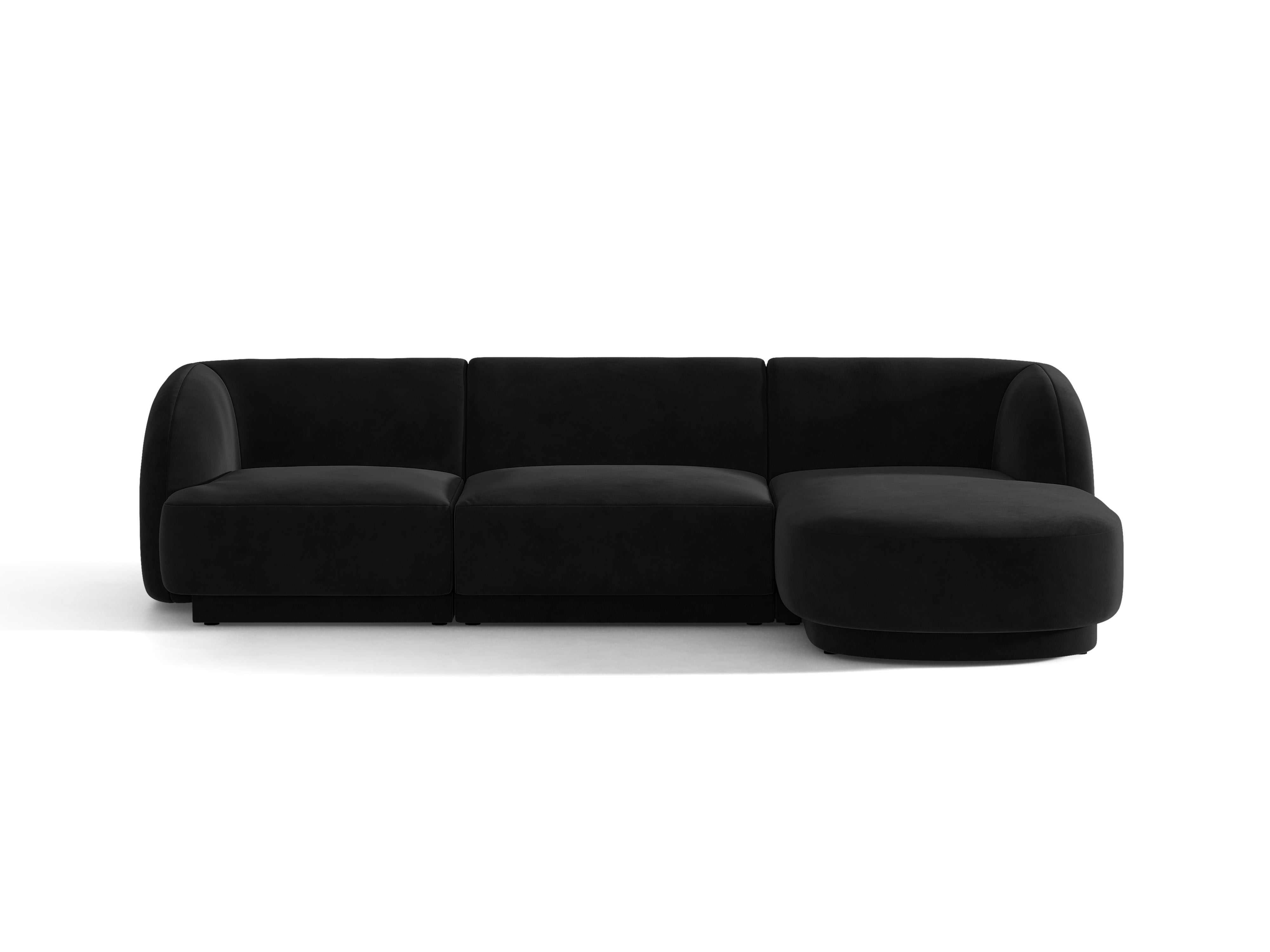 Samt-Ecksofa für 4 Personen rechts MILEY schwarz