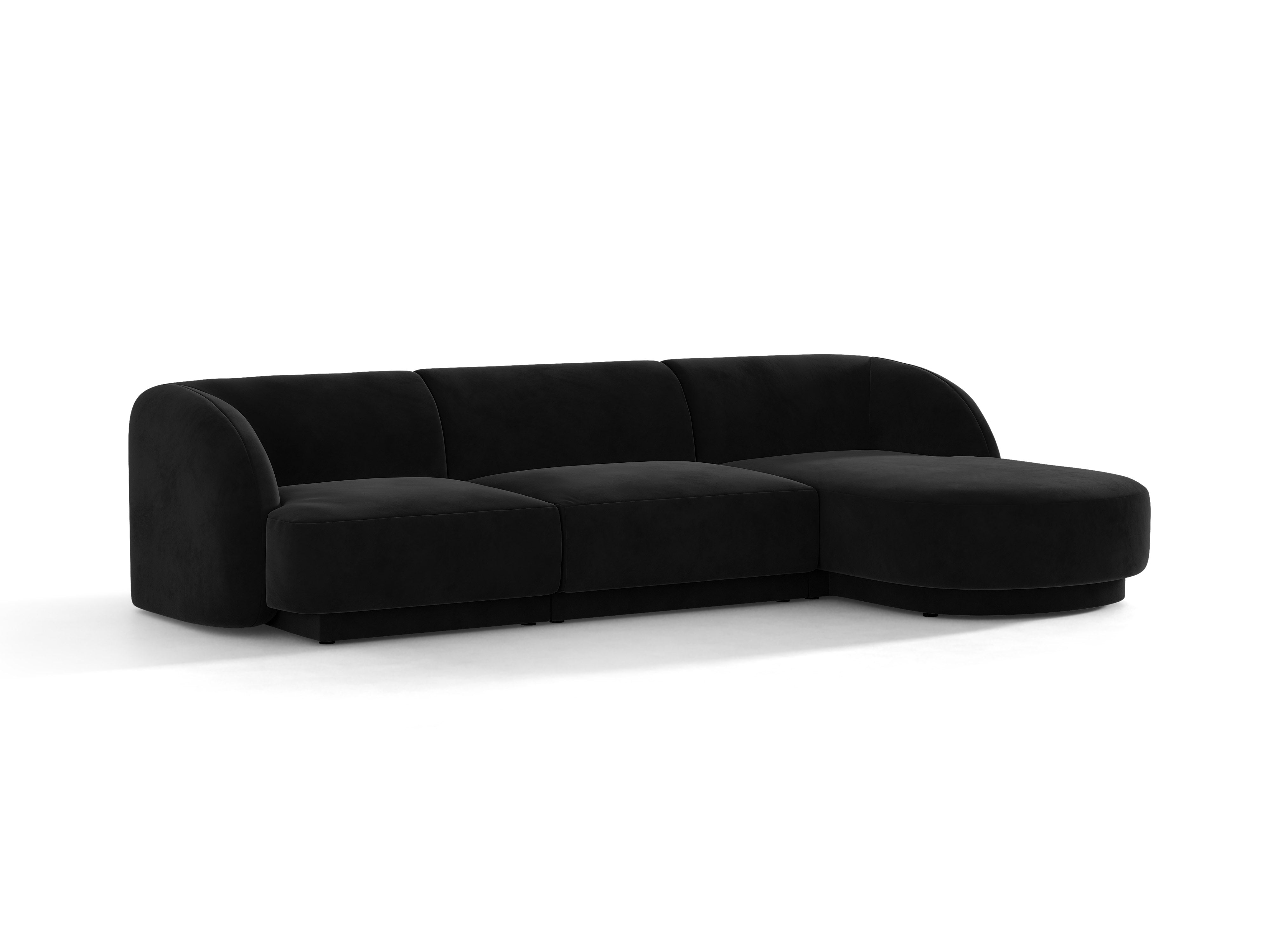 Samt-Ecksofa für 4 Personen rechts MILEY schwarz