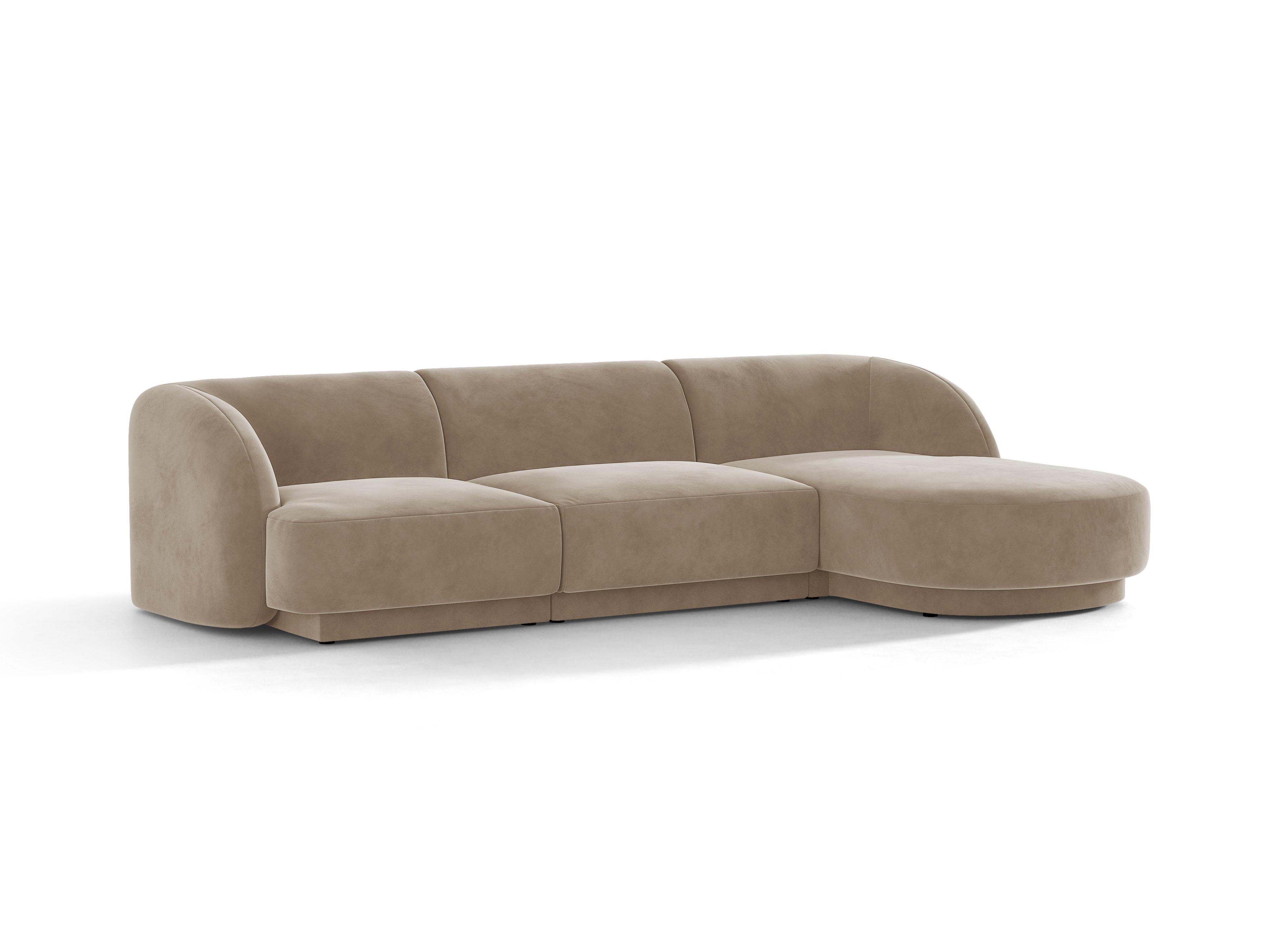 Samt-Ecksofa für 4 Personen rechts MILEY cappuccino