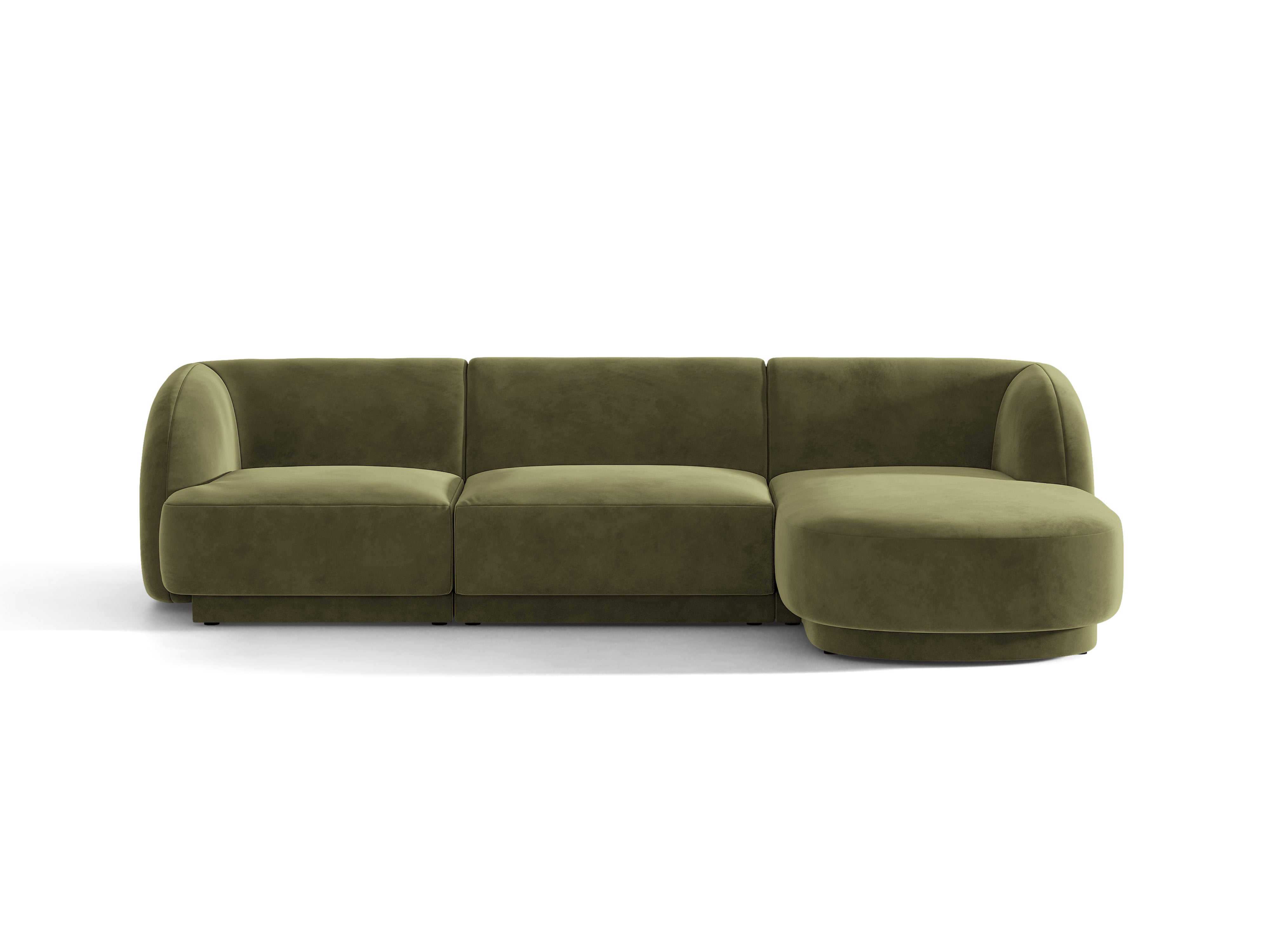Samt-Ecksofa für 4 Personen rechts MILEY grün