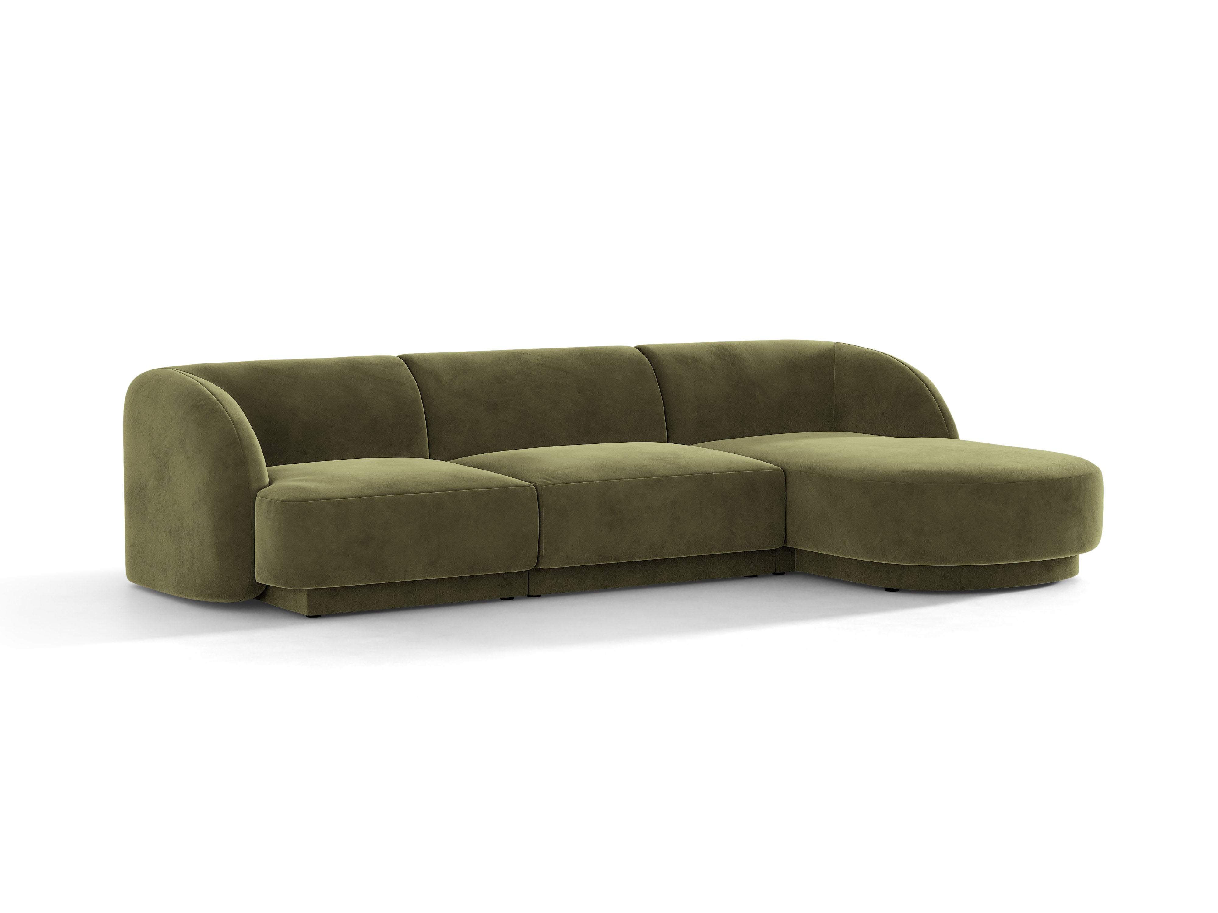 Samt-Ecksofa für 4 Personen rechts MILEY grün