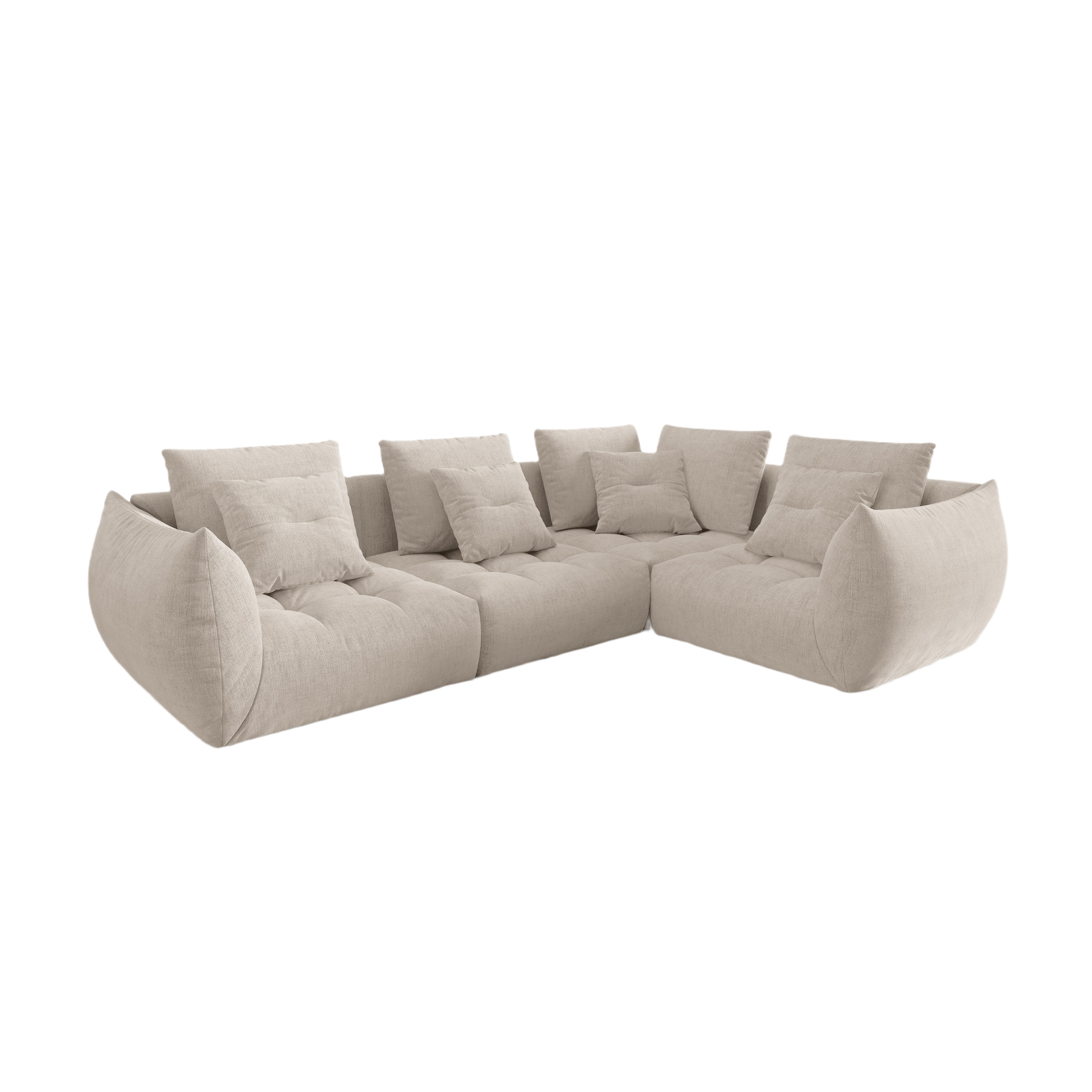 Modularer rechter Ecksofa, "Bloom", 3 Sitze, dunkles Beige, 316x216x95
In Europa gemacht