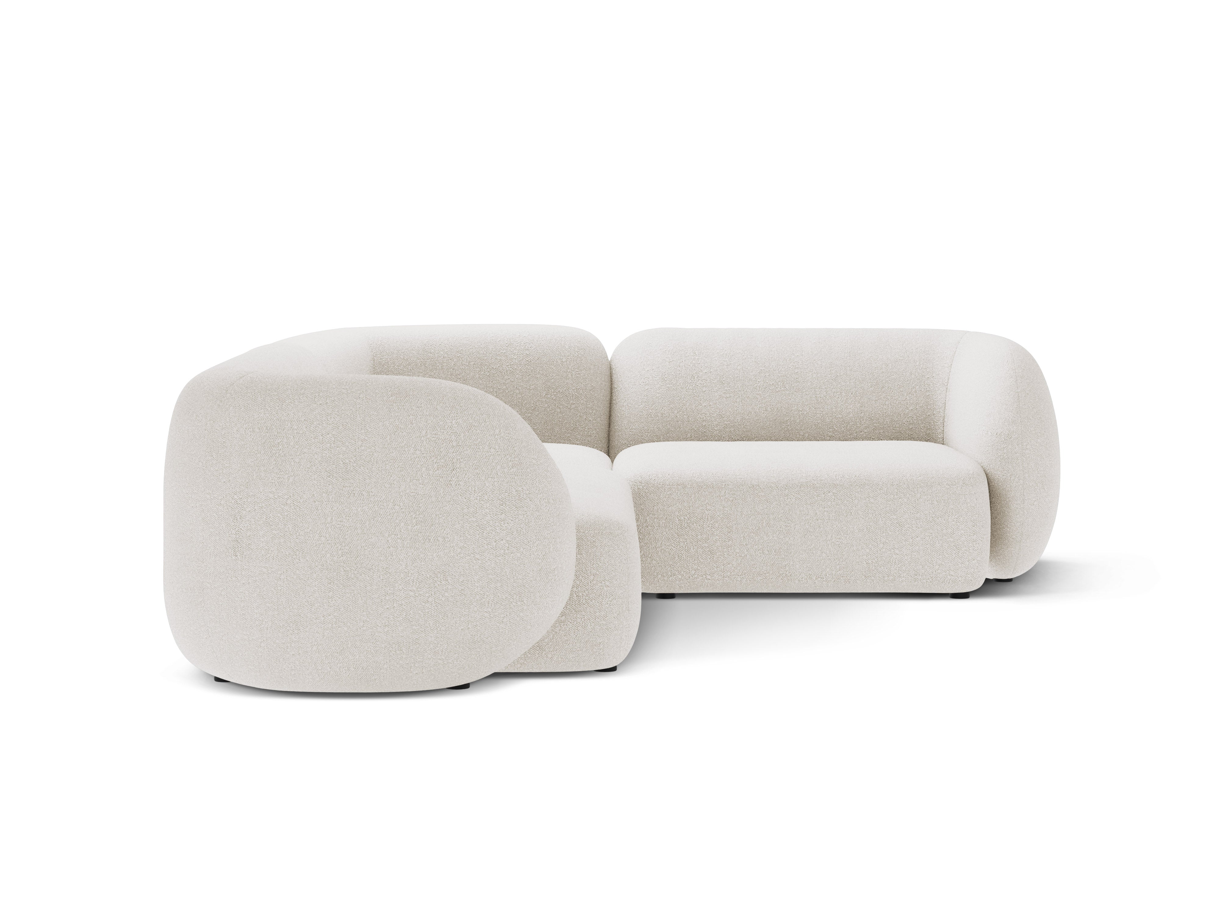 Right-facing 4-seater sofa KATE white boucle