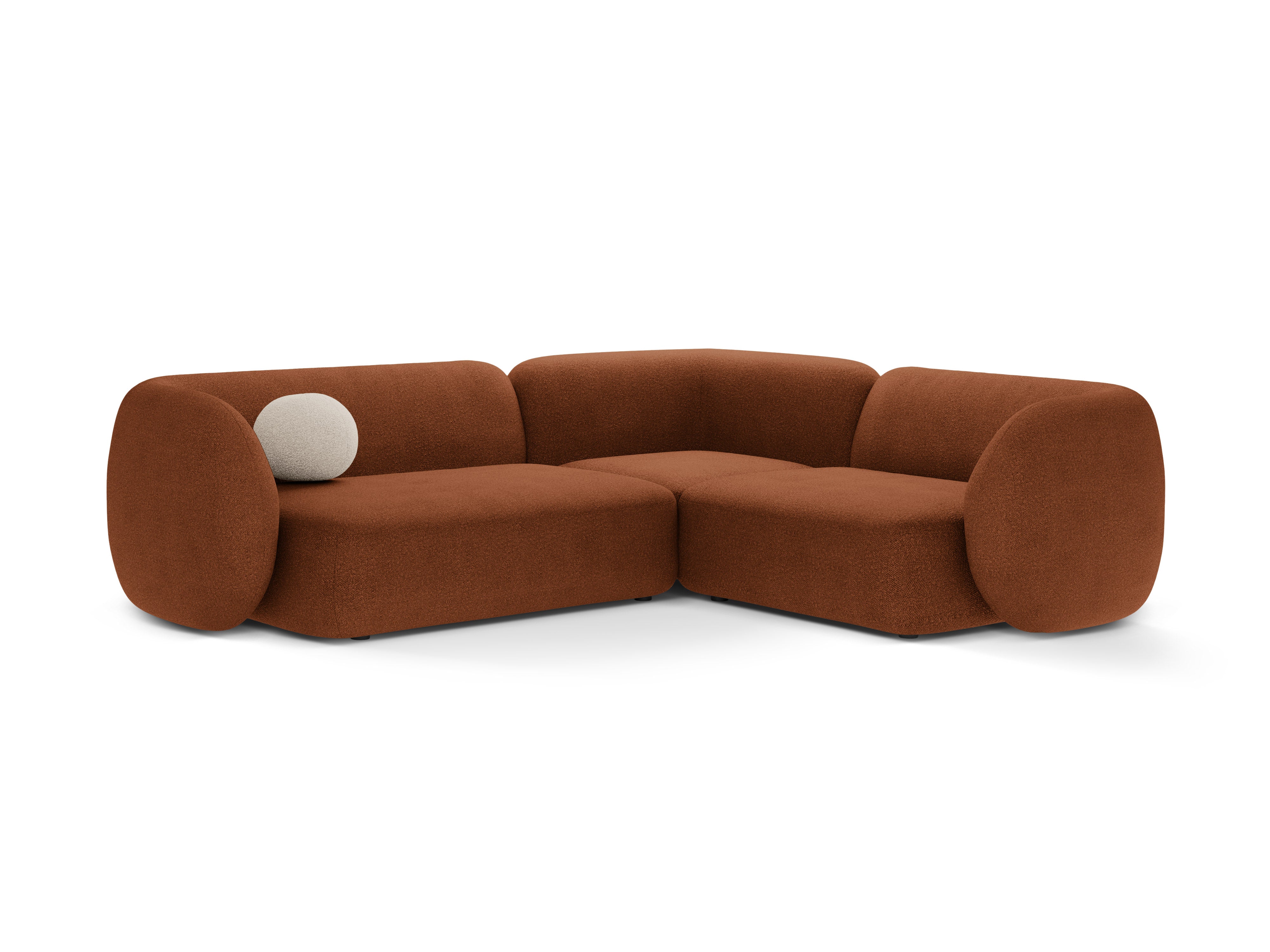 Right-facing 4-seater sofa KATE terracotta boucle