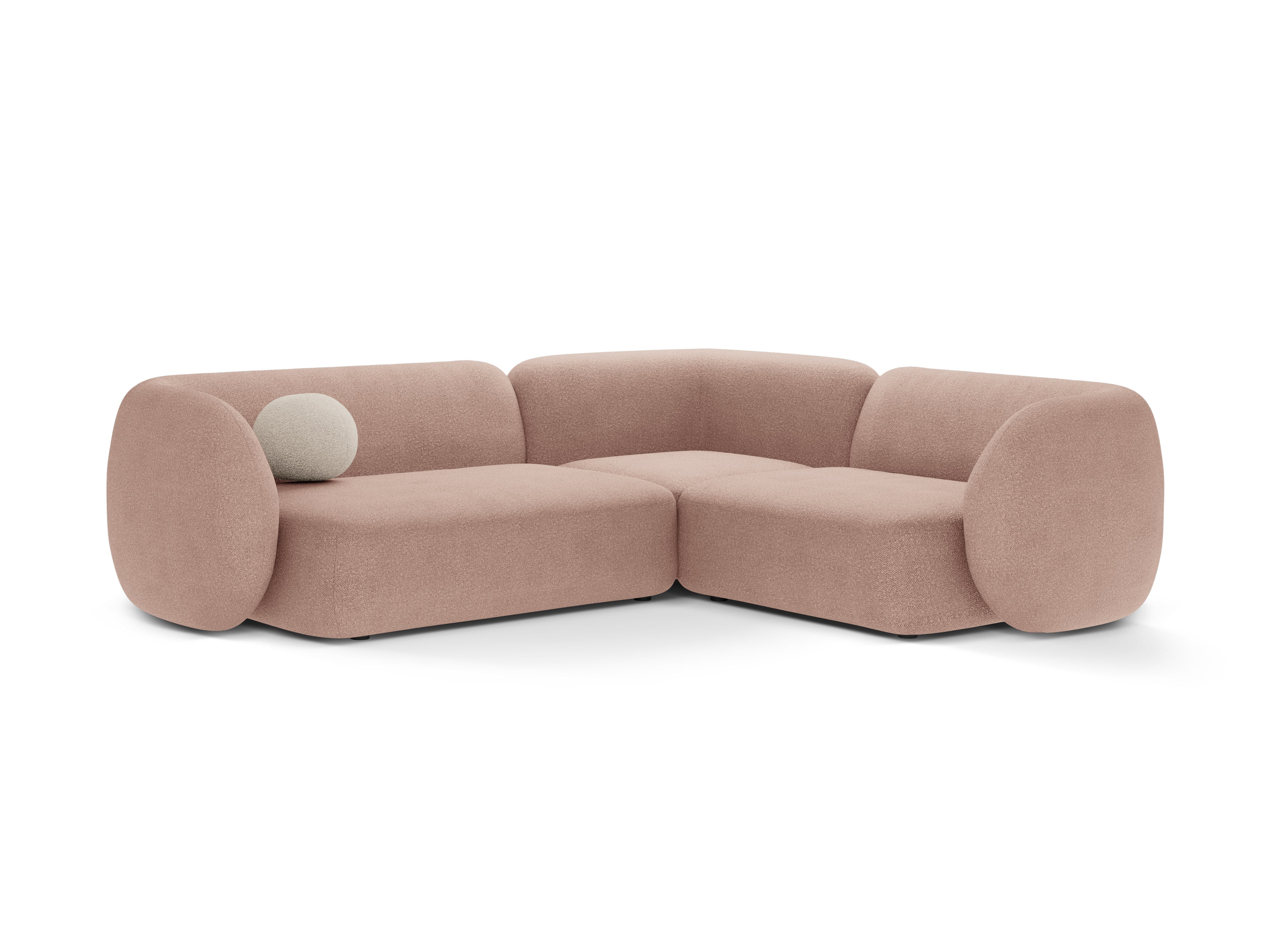 Rechtsseitige 4-Sitzer-Eckcouch KATE in rosa Boucle
