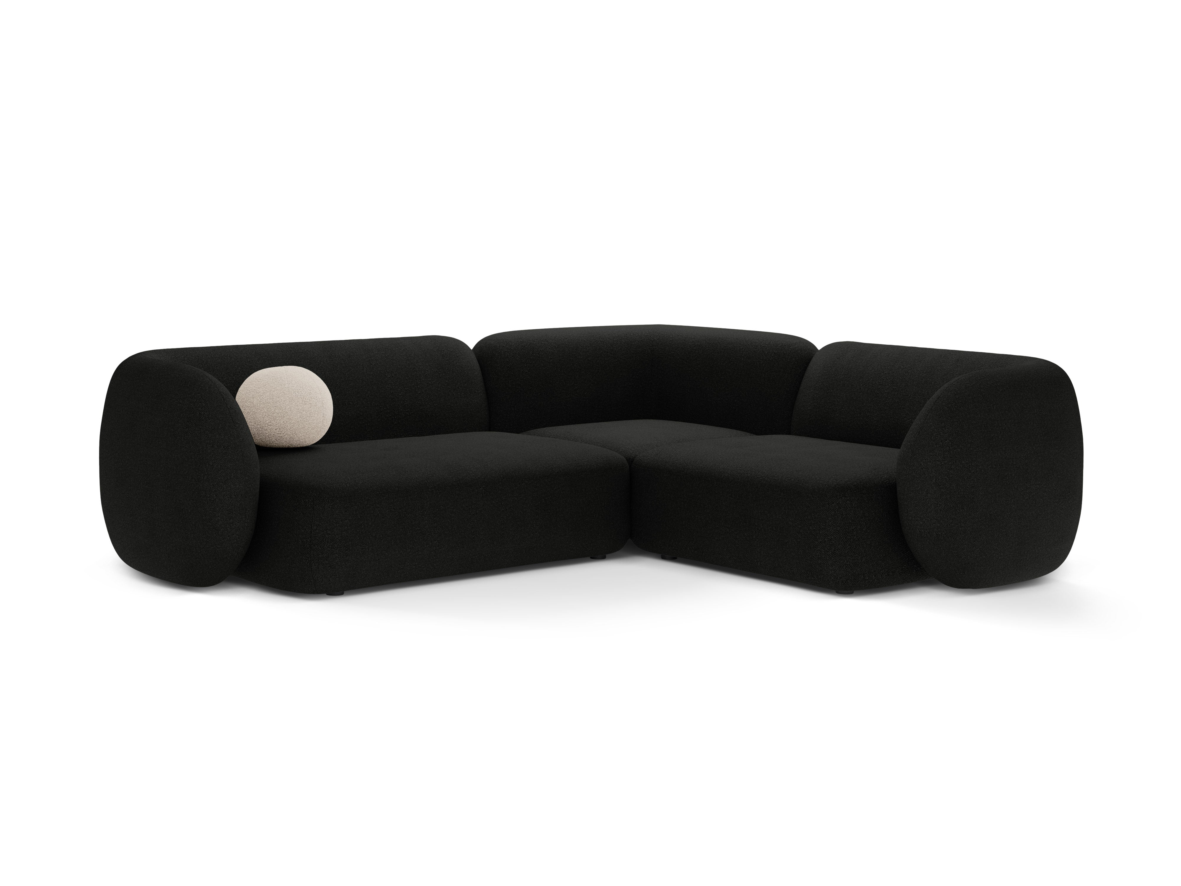 Right-facing corner sofa for 4 people KATE black boucle