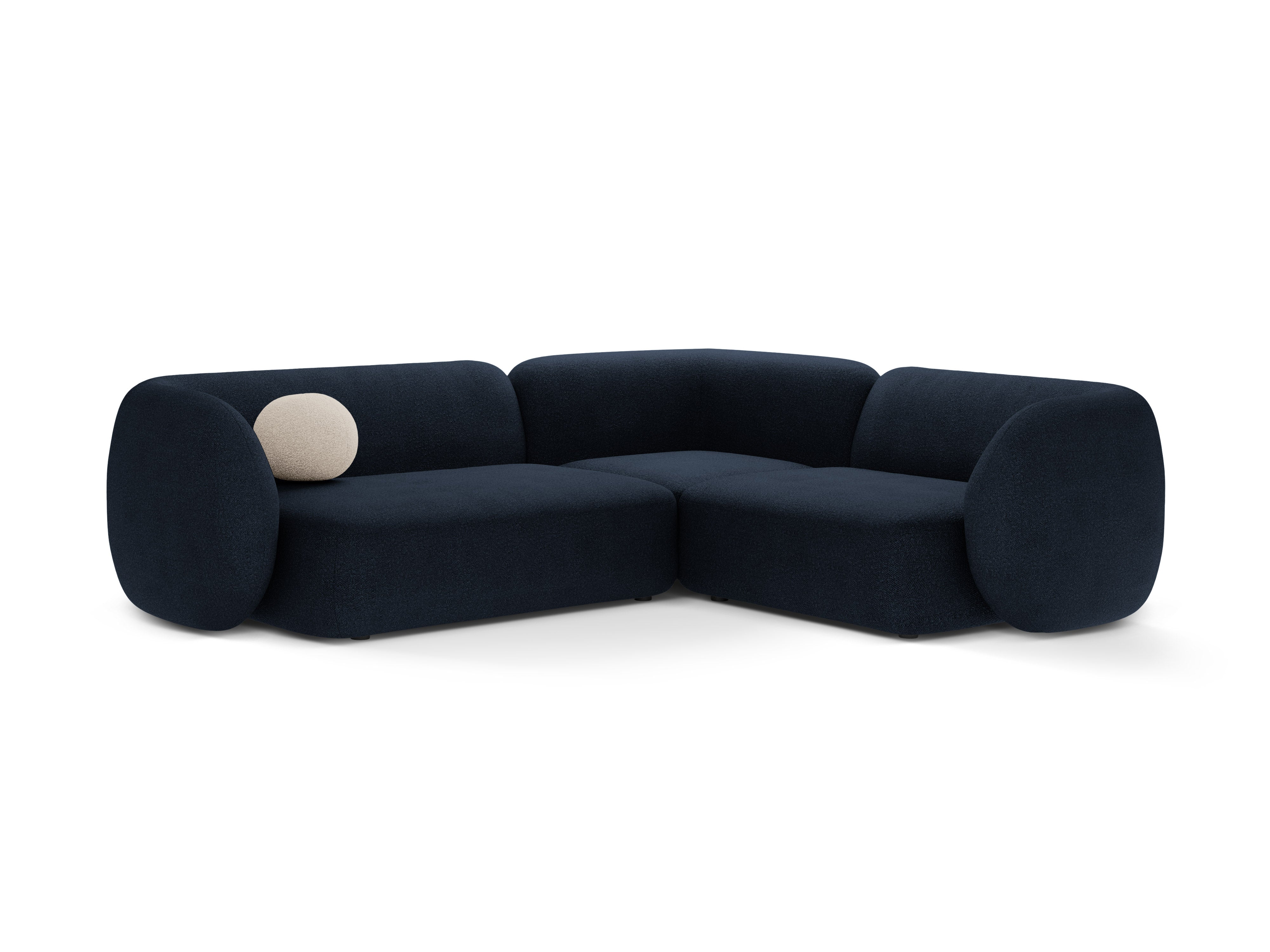 Rechtsseitige 4-Sitzer-Eckcouch KATE in marineblauem Boucle