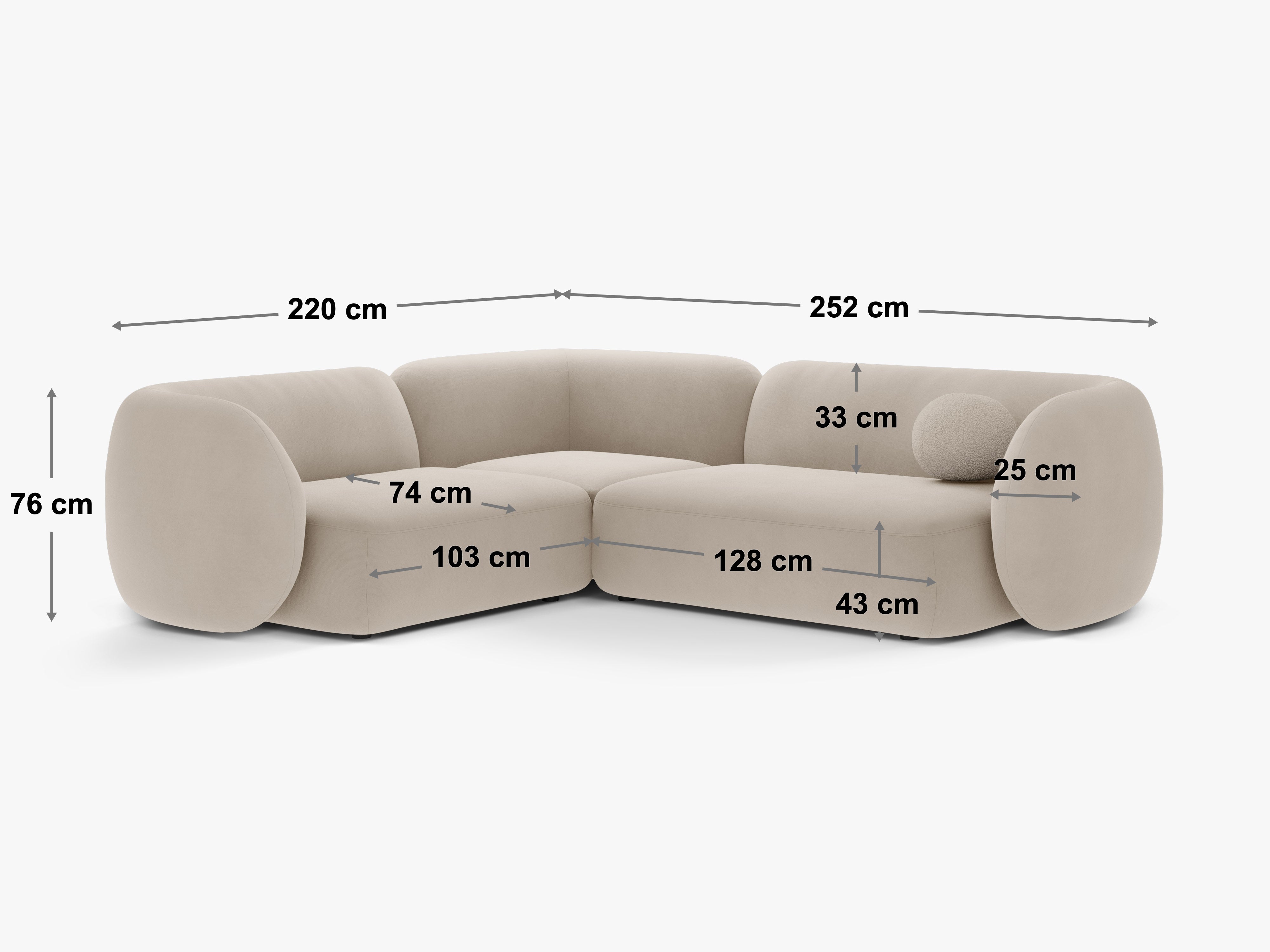 Right-facing corner sofa for 4 people KATE black boucle