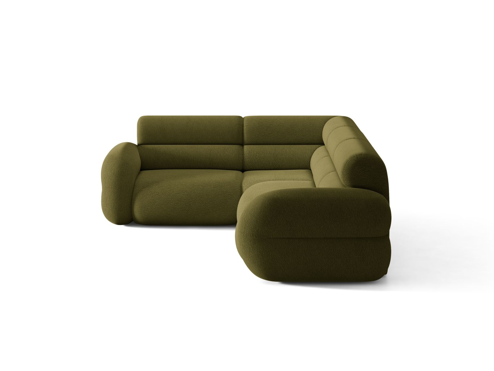 Ecksofa in L-Form links NEO olivgrün Boucle