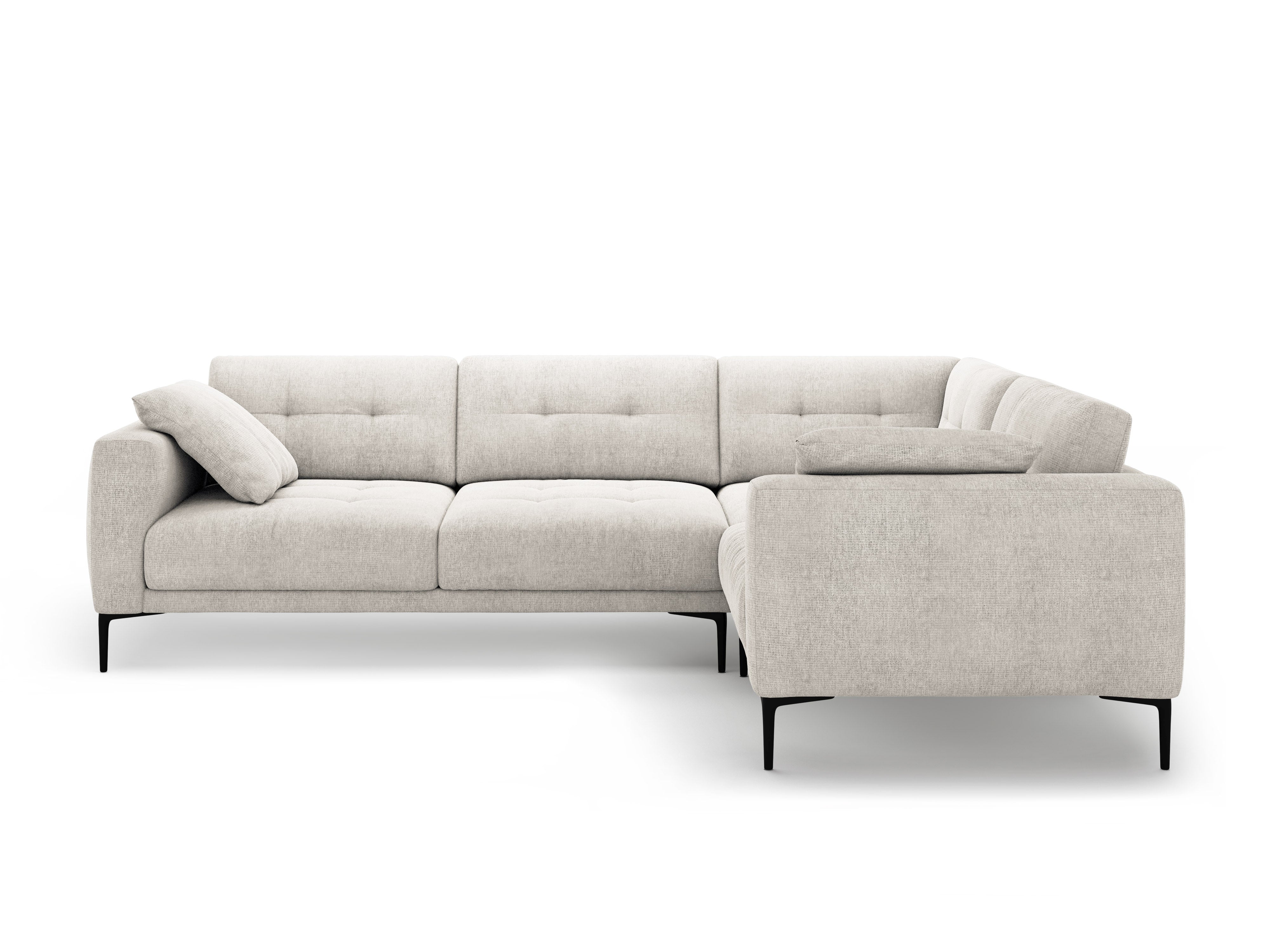 Right-facing L-shaped corner sofa BEMY beige chenille