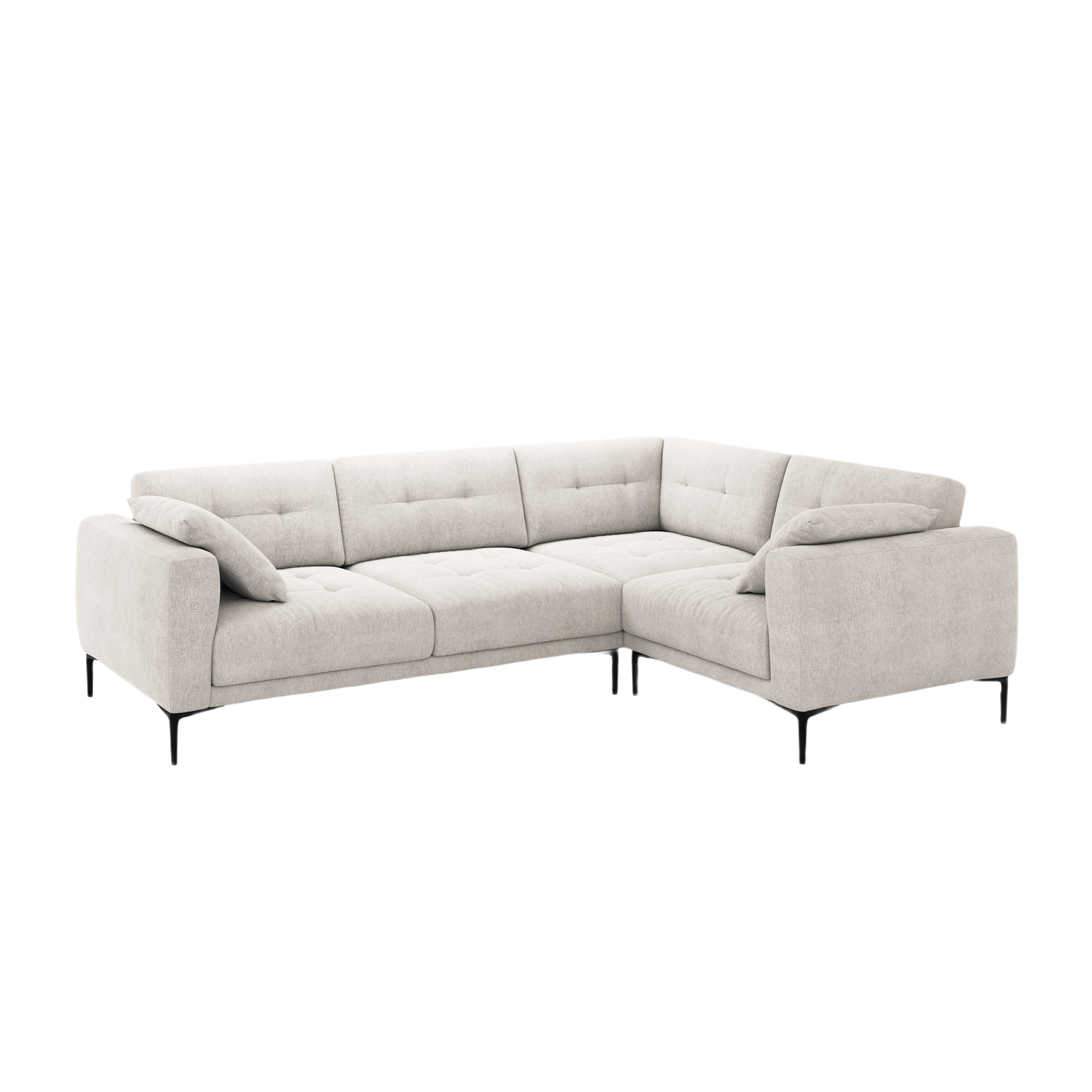 Right-facing L-shaped corner sofa BEMY beige chenille