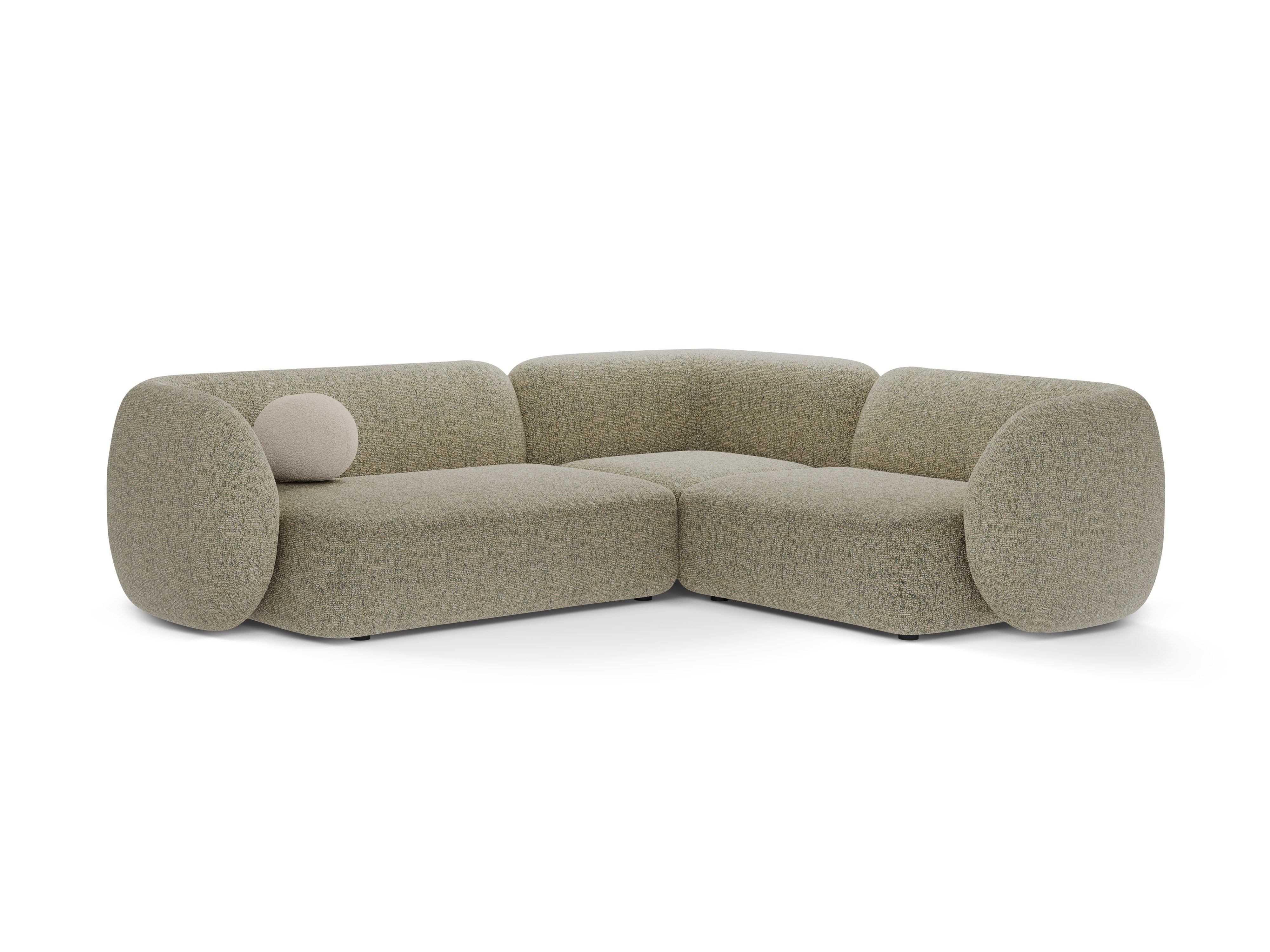 Right-facing 4-seater corner sofa KATE light green mélange