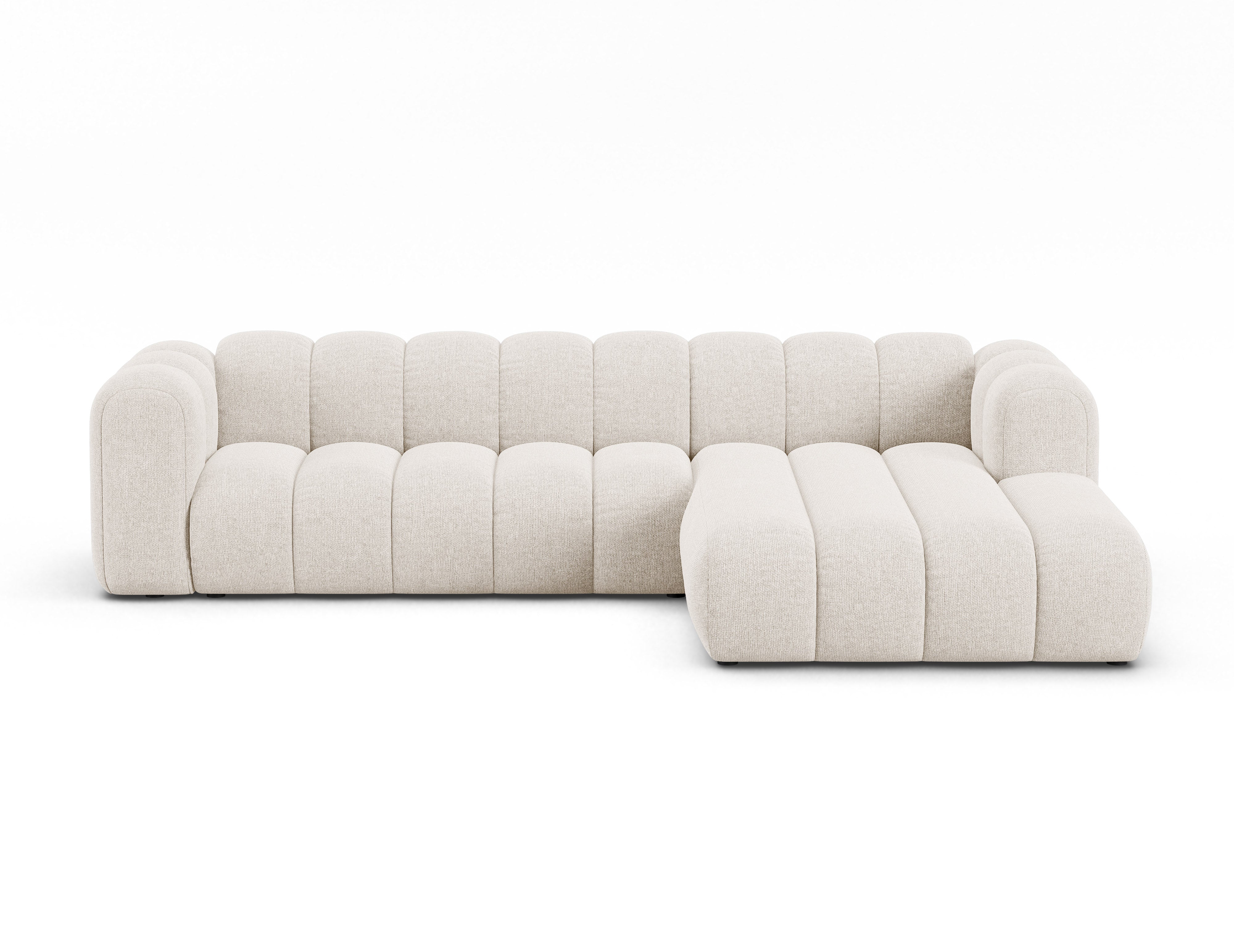 4-sitzige rechteckige Eckcouch LUPINE hellbeige Chenille