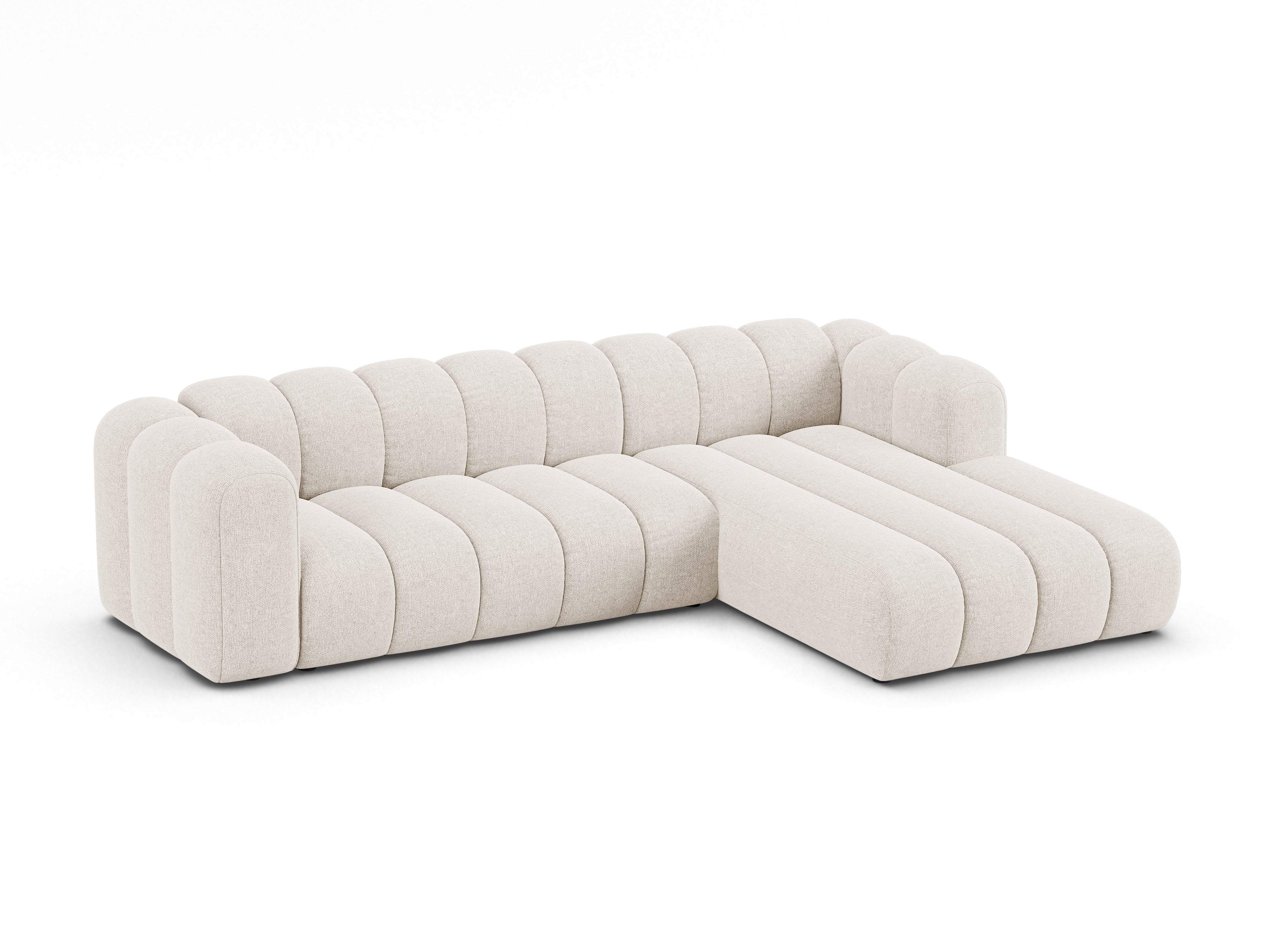 4-sitzige rechteckige Eckcouch LUPINE hellbeige Chenille