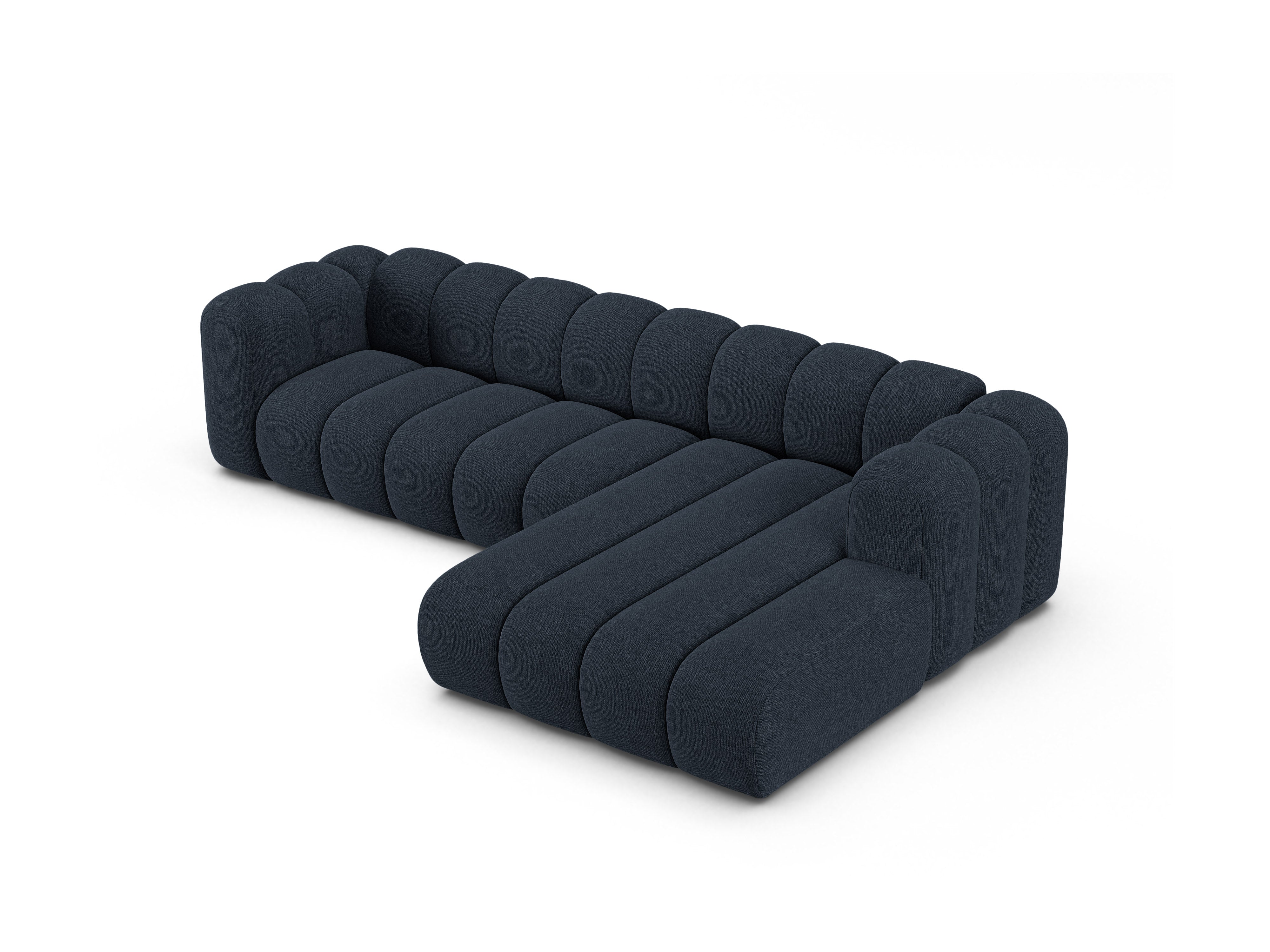 4-seater right-facing corner sofa LUPINE navy chenille