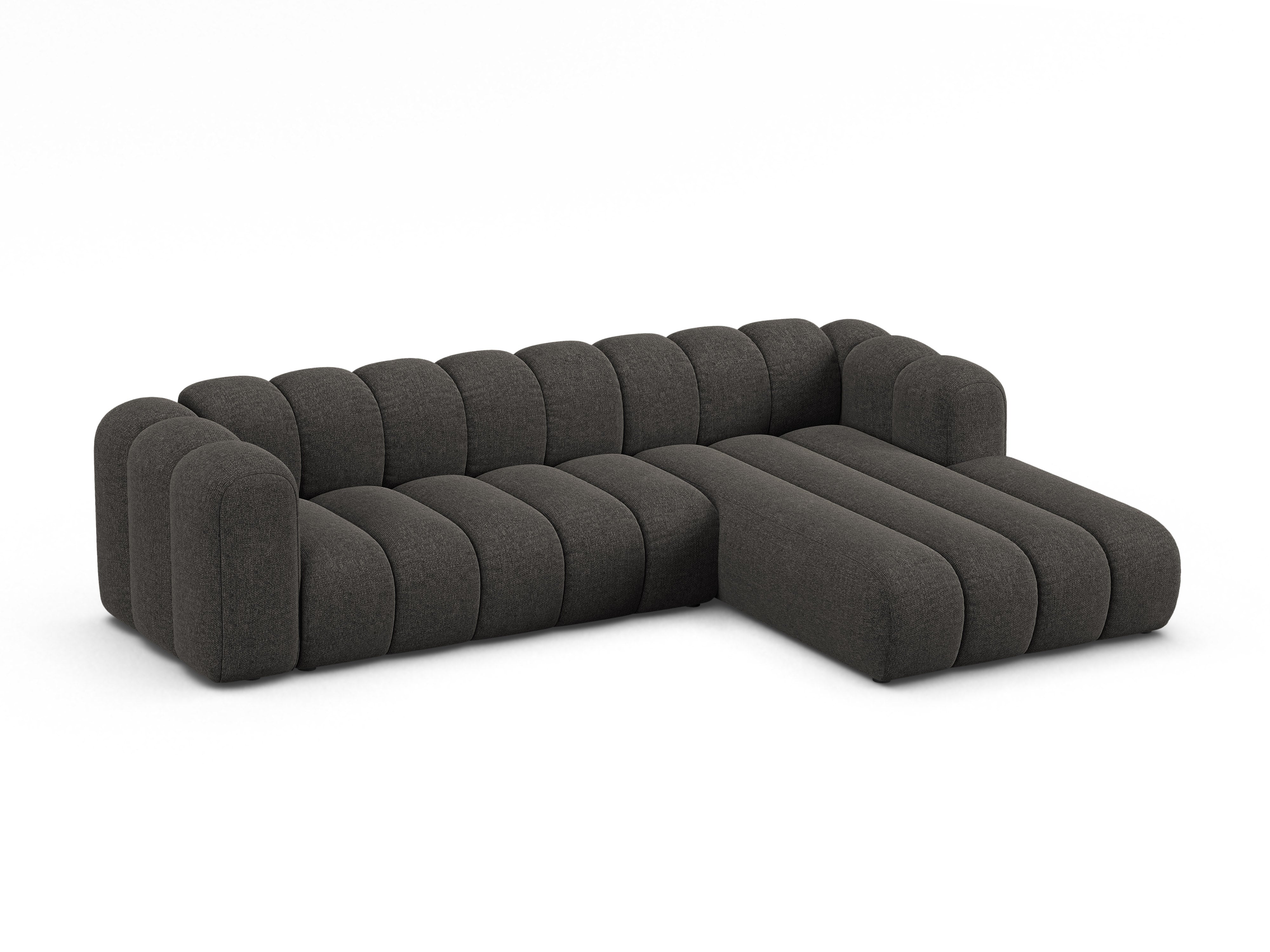 Right-facing 4-seater corner sofa LUPINE gray chenille