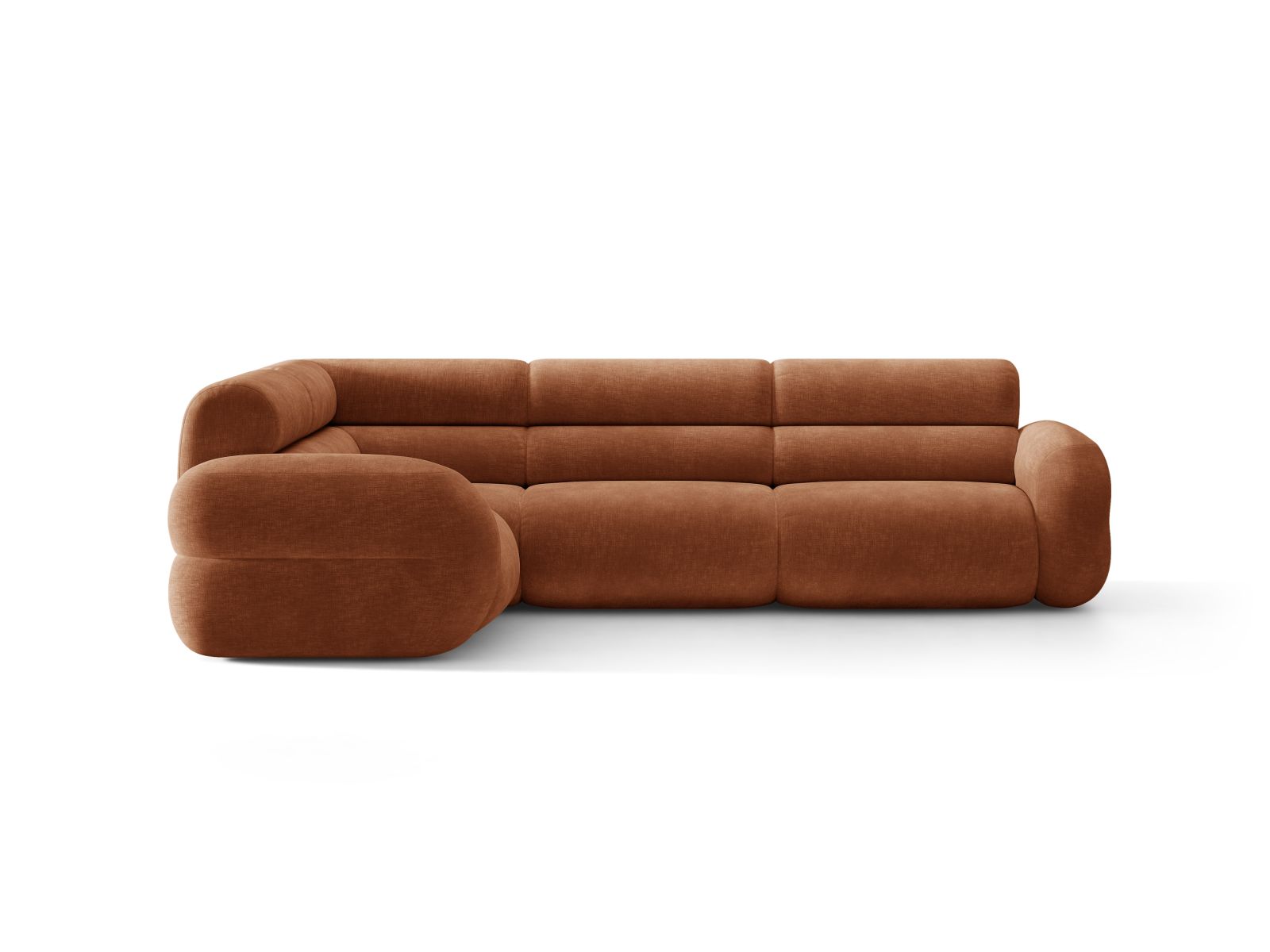 Ecksofa in L-Form links NEO aus ziegelrotem Chenille