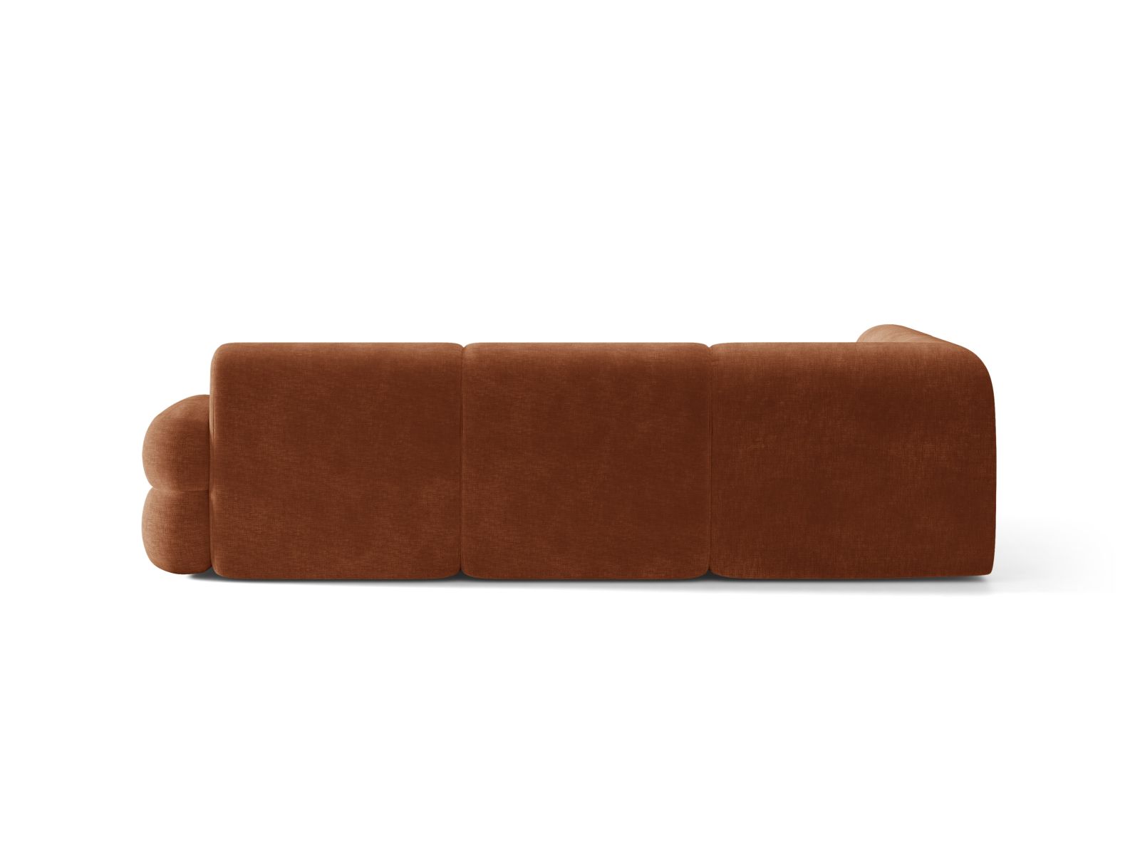 Ecksofa in L-Form links NEO aus ziegelrotem Chenille