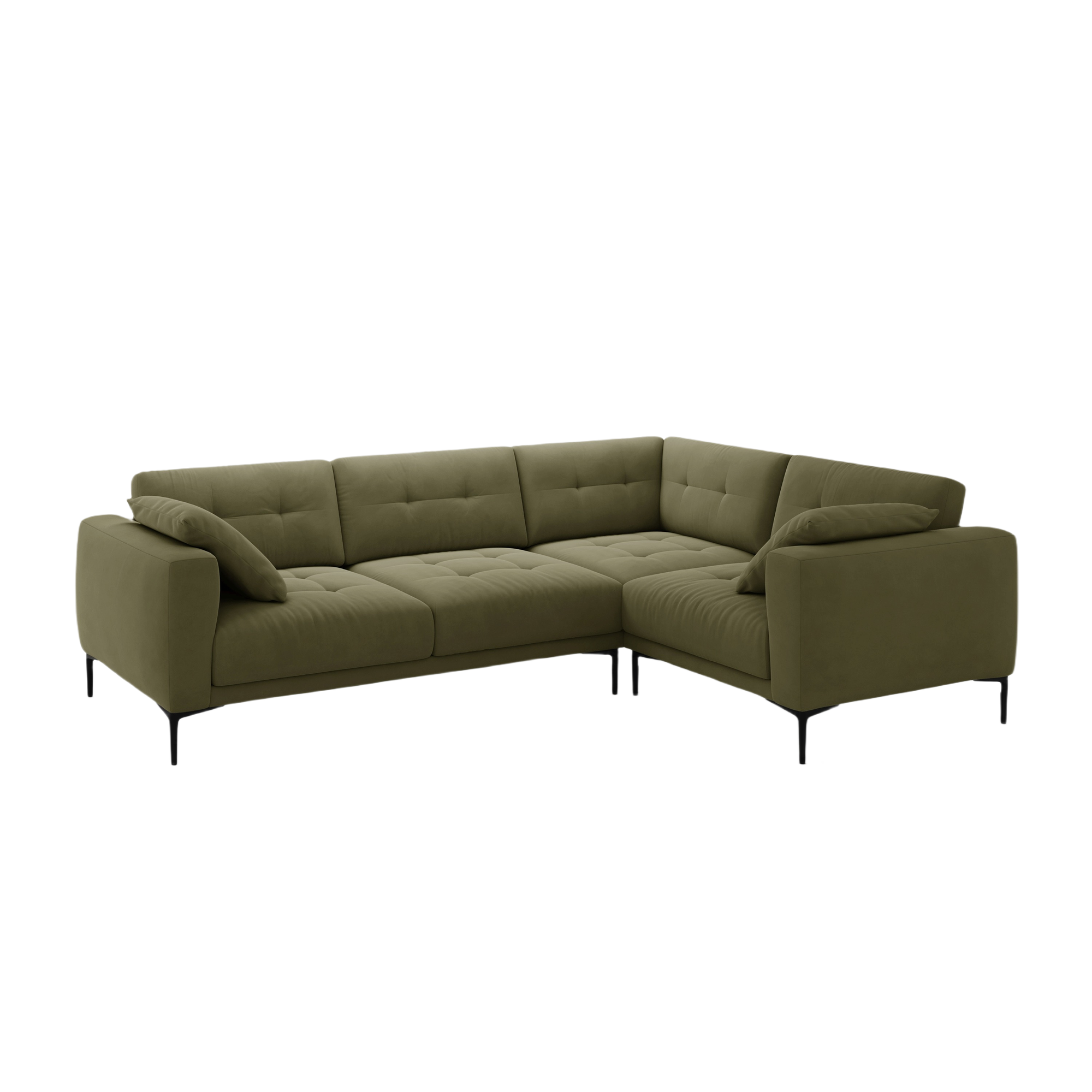 Green Right-Hand Velvet L-Shaped Sofa BEMY