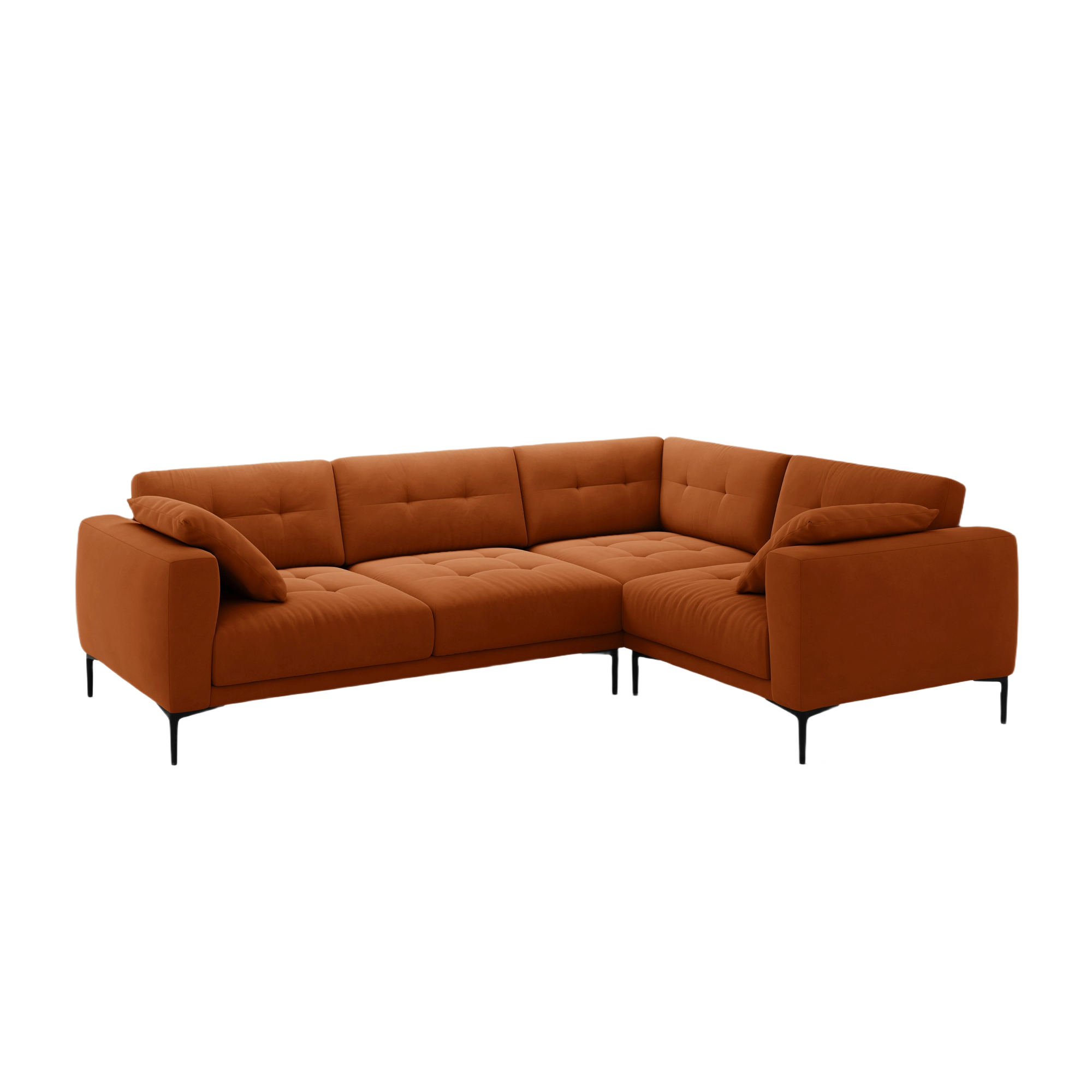 Velvet L-shaped Right Corner Sofa BEMY terracotta