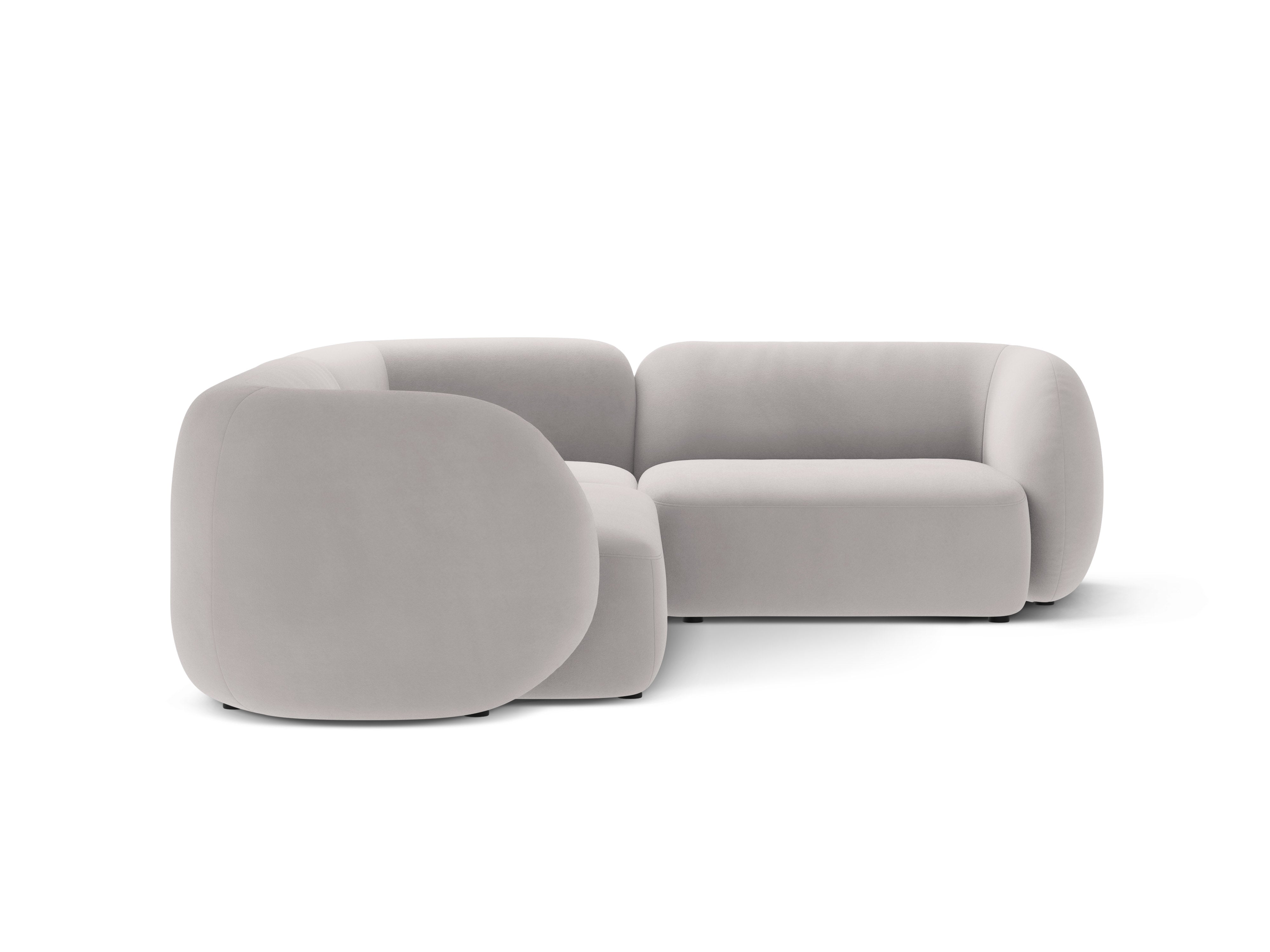 Right-facing velvet corner sofa for 4 people KATE light gray