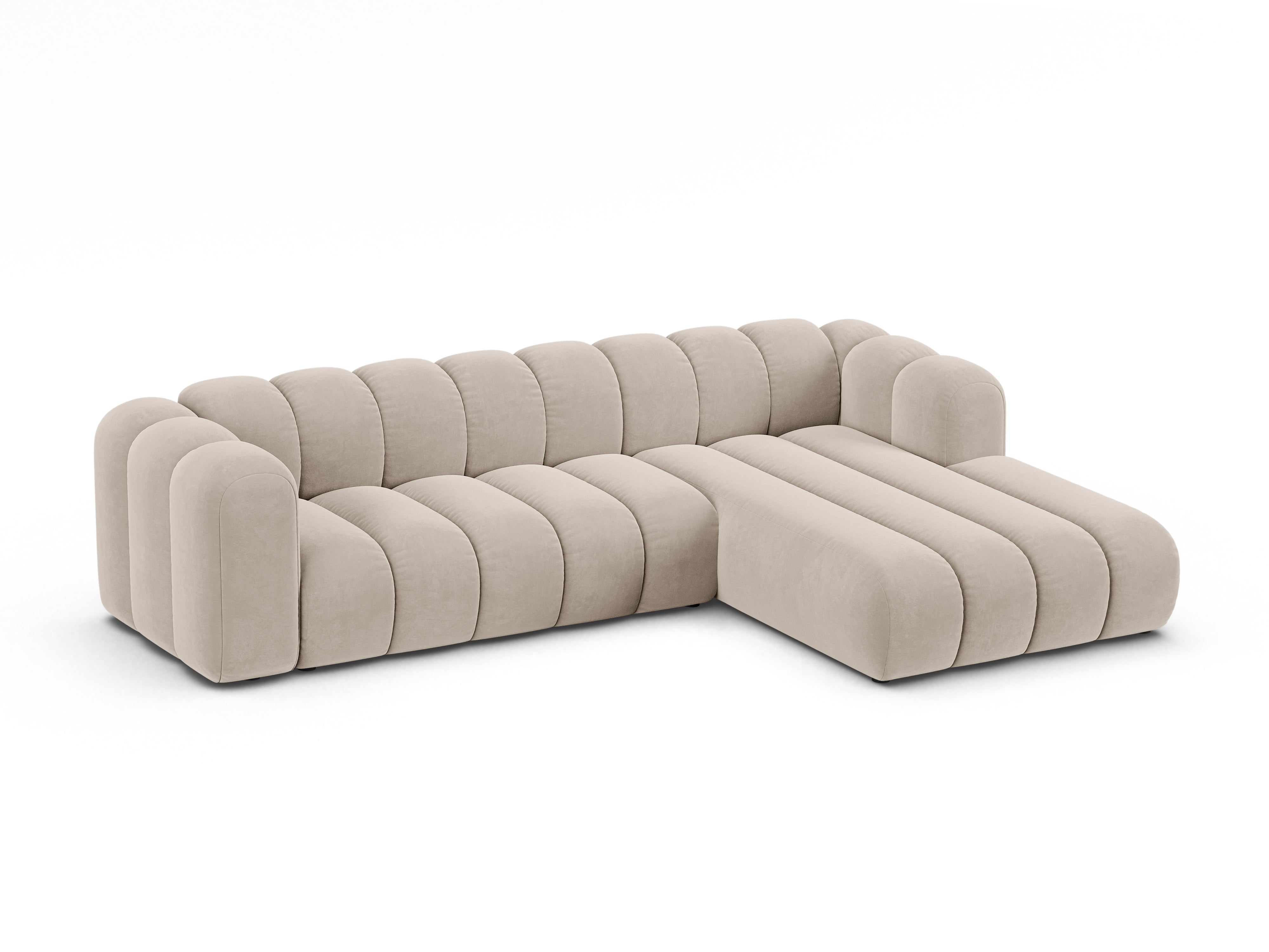 Samt-Ecksofa für 4 Personen rechts LUPINE beige