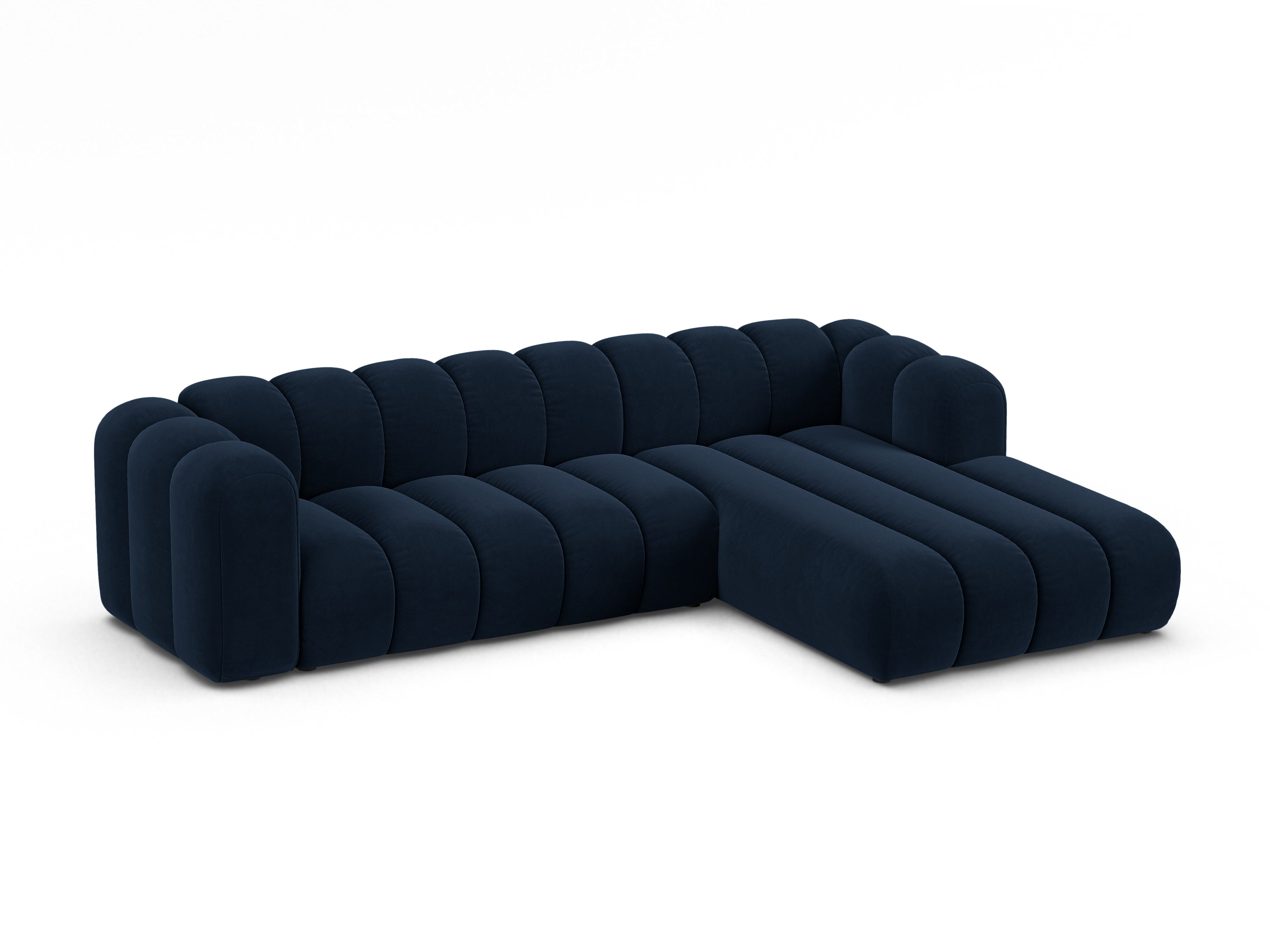 Samt-Ecksofa für 4 Personen rechts LUPINE in Marineblau