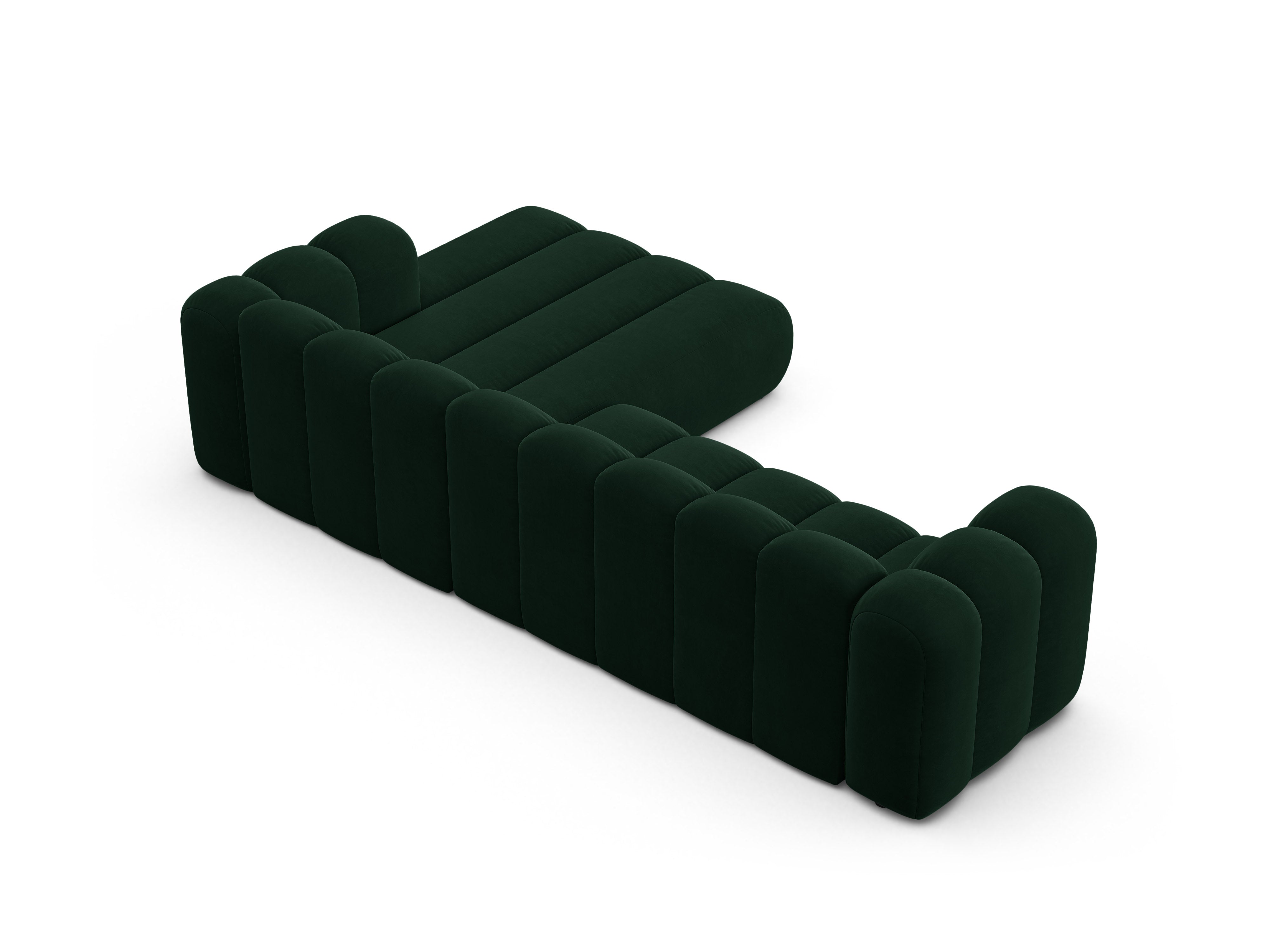 Samt-Ecksofa für 4 Personen rechts LUPINE flaschengrün