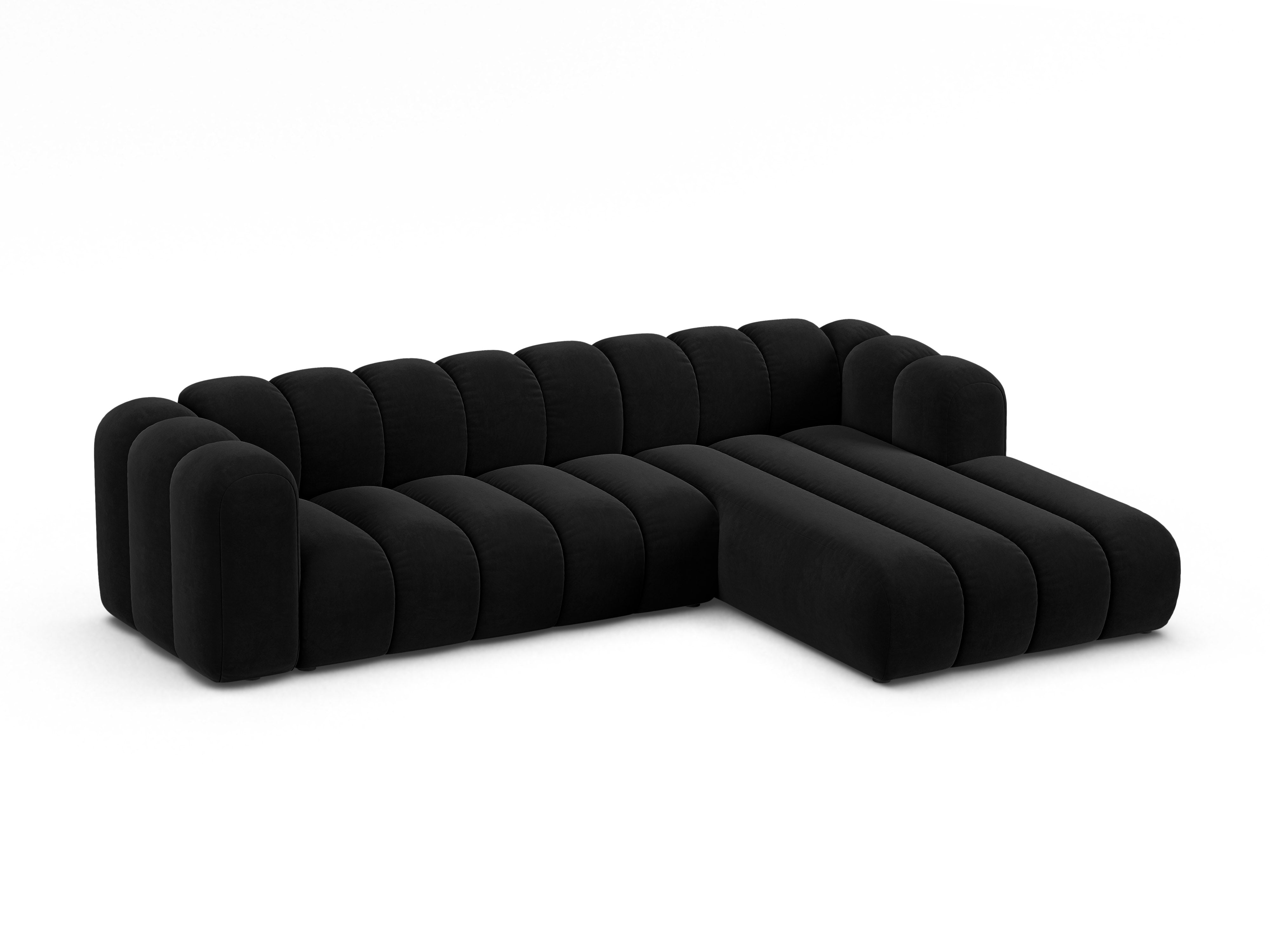 Samt-Ecksofa für 4 Personen rechts LUPINE schwarz