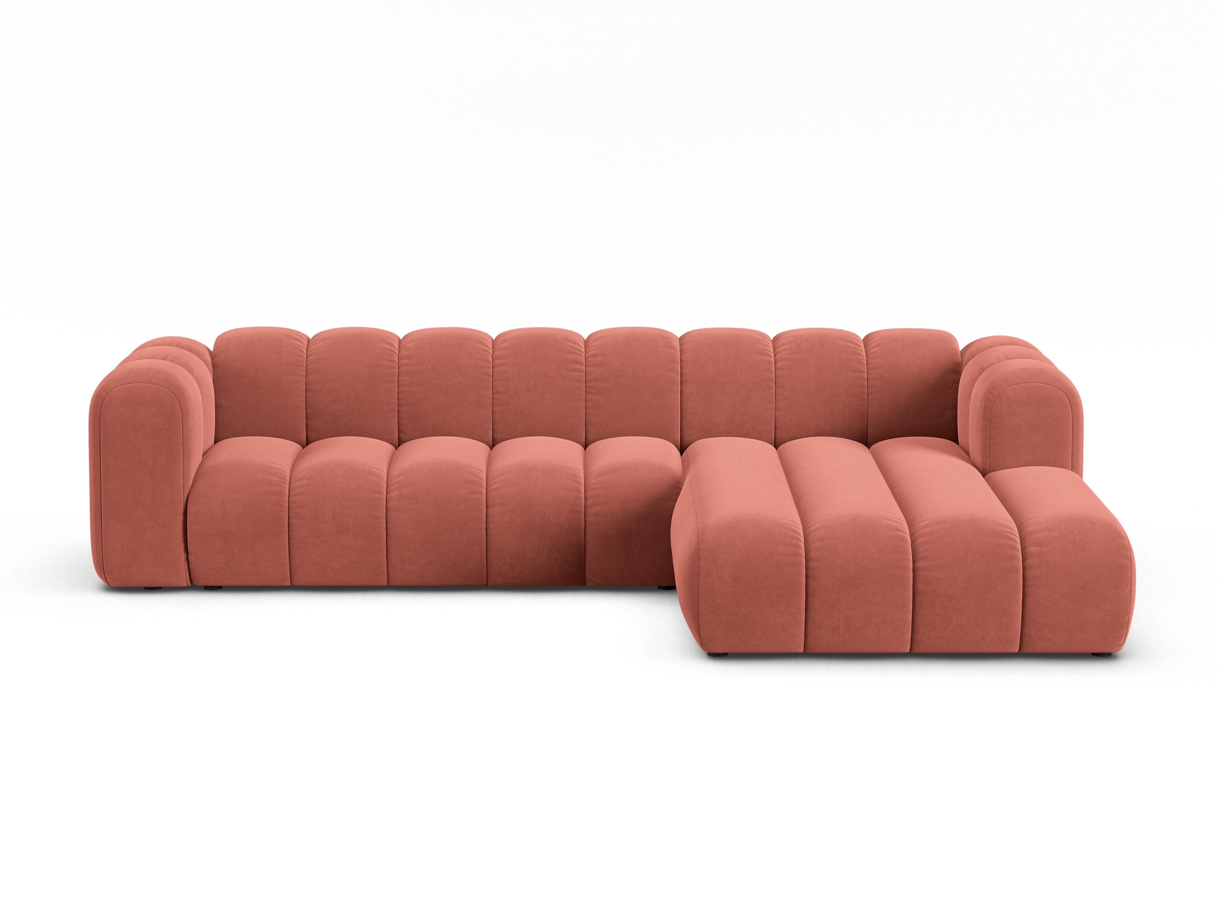 Samt-Ecksofa für 4 Personen rechts LUPINE koralle