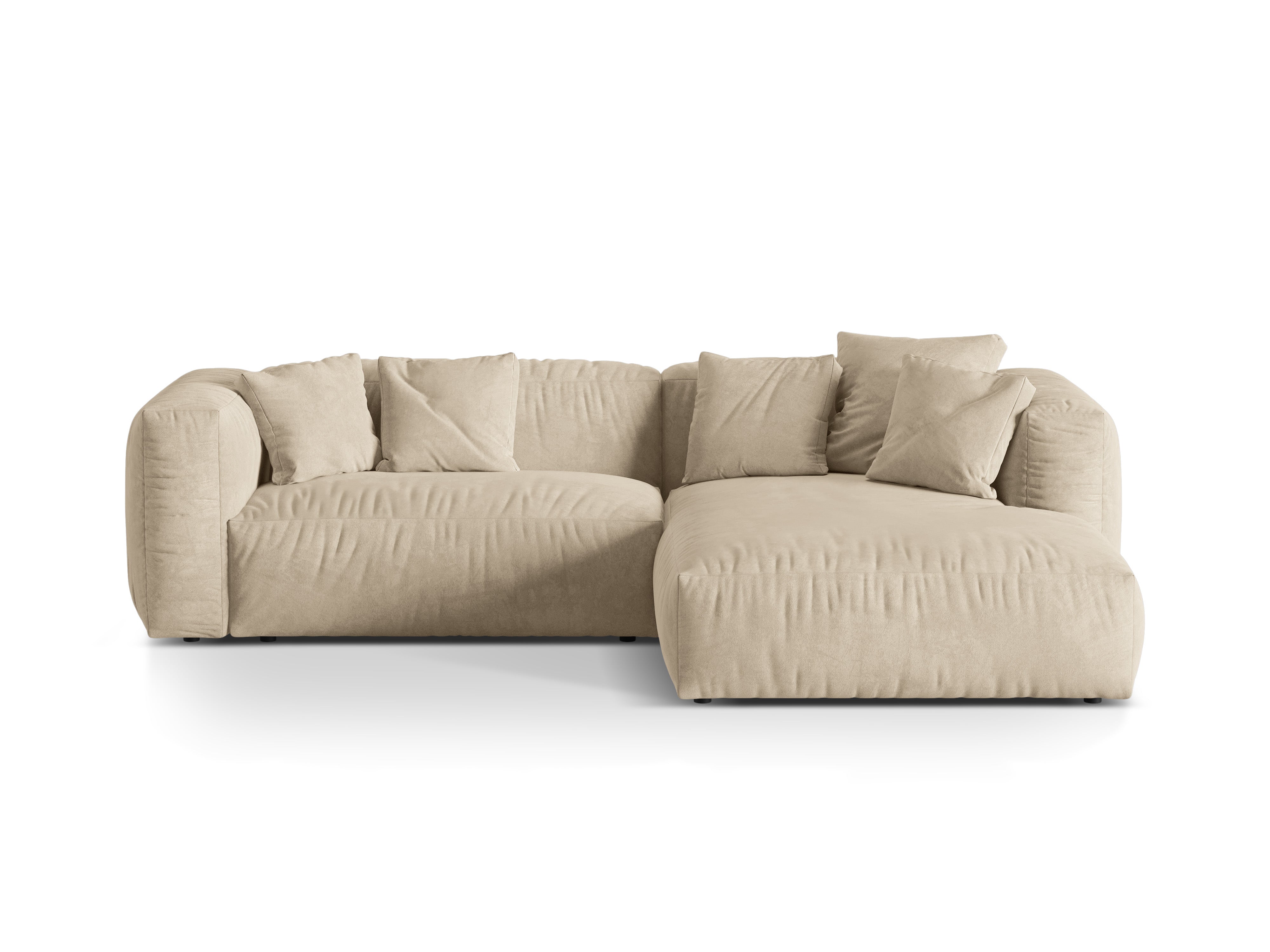 Rechtsseitige 2-Personen-Samt-Ecke Martin Light Beige