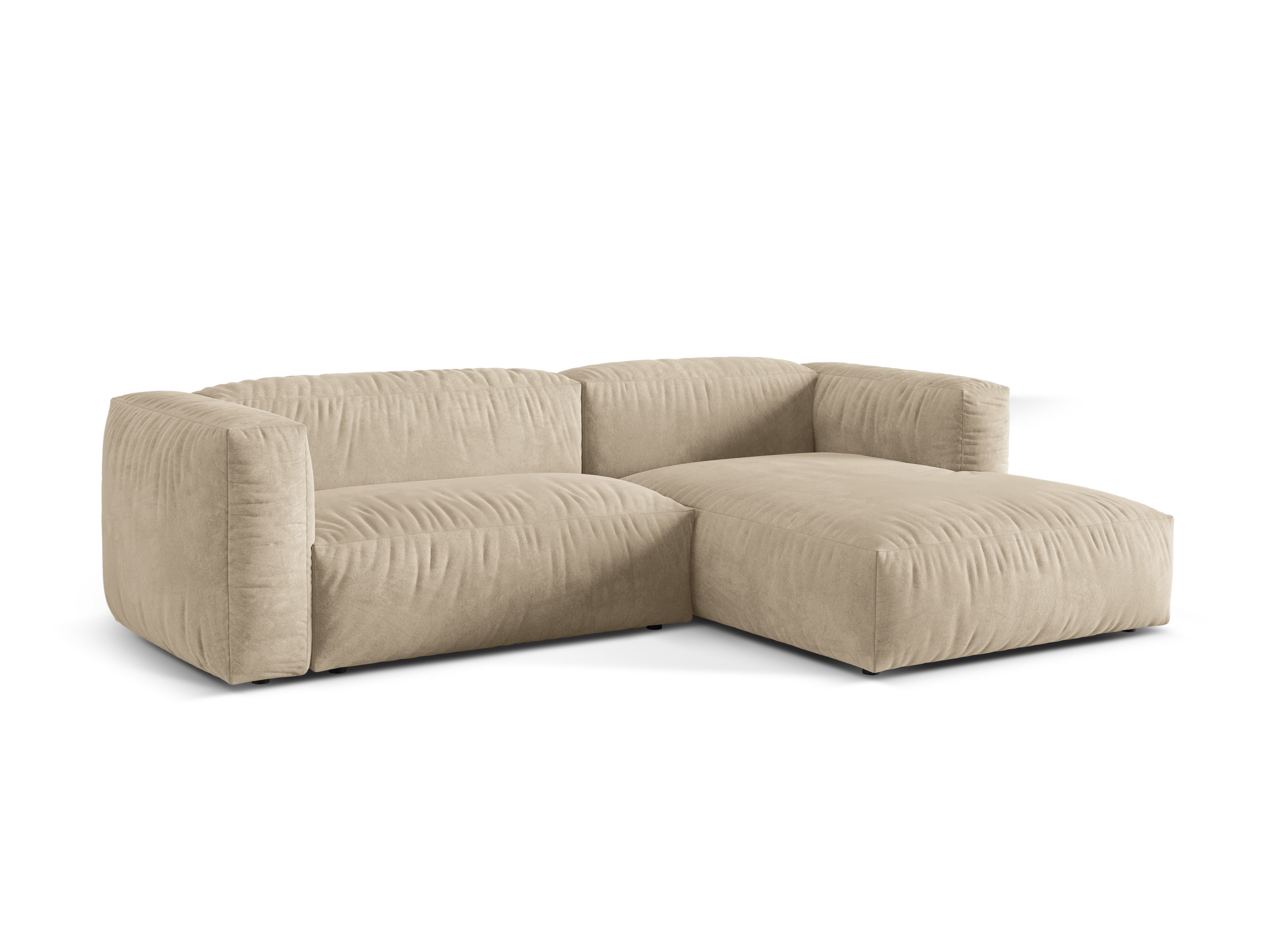 Rechtsseitige 2-Personen-Samt-Ecke Martin Light Beige