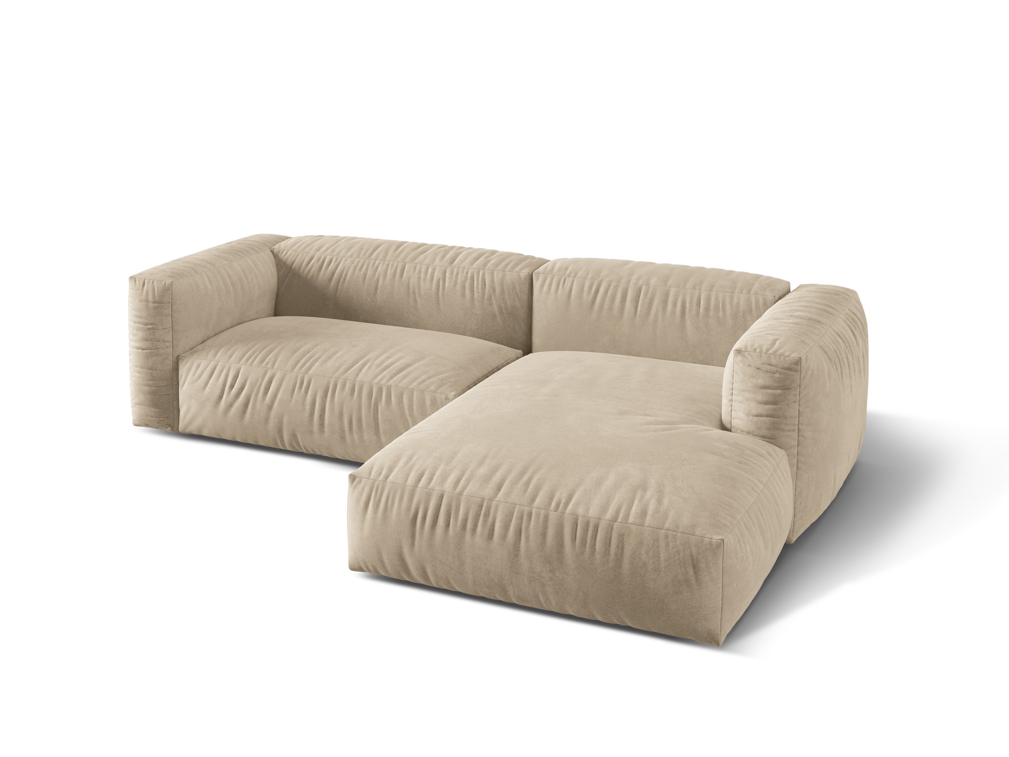 Rechtsseitige 2-Personen-Samt-Ecke Martin Light Beige