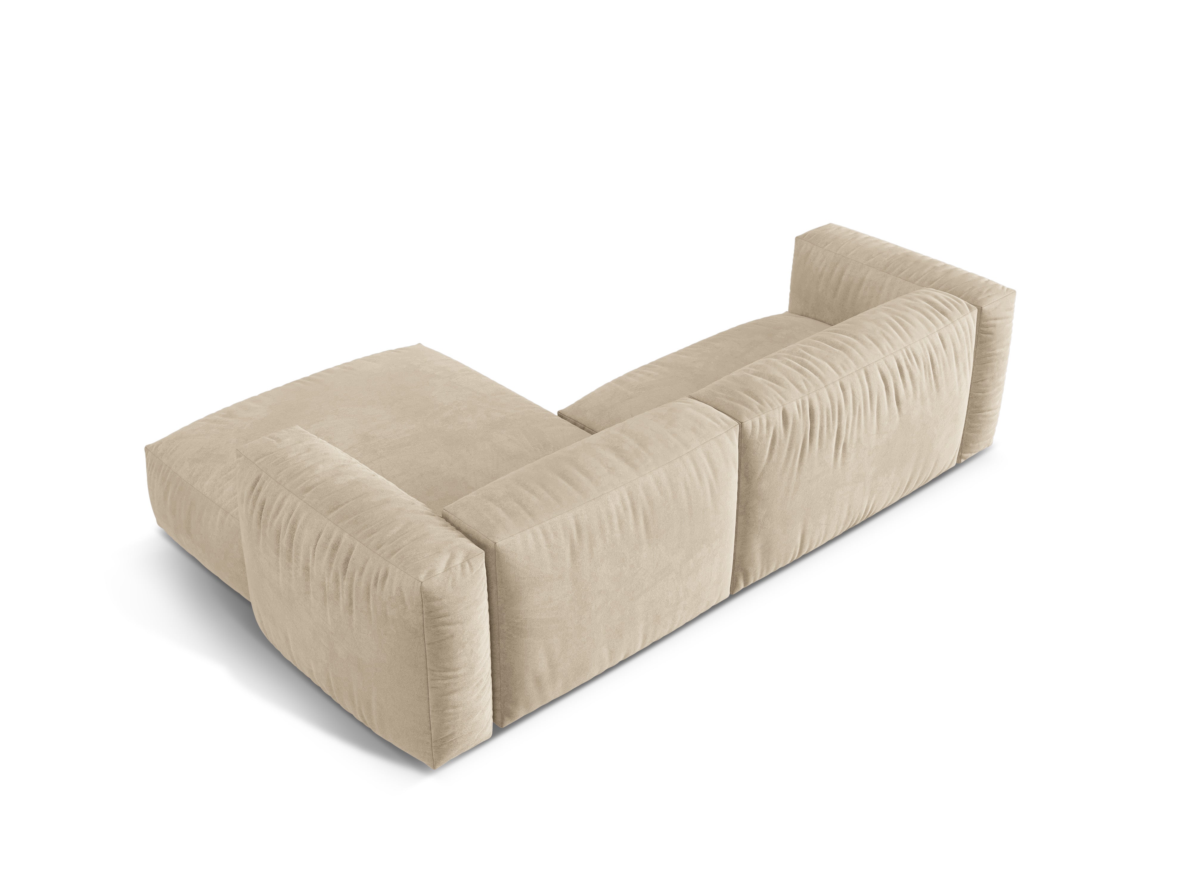 Rechtsseitige 2-Personen-Samt-Ecke Martin Light Beige