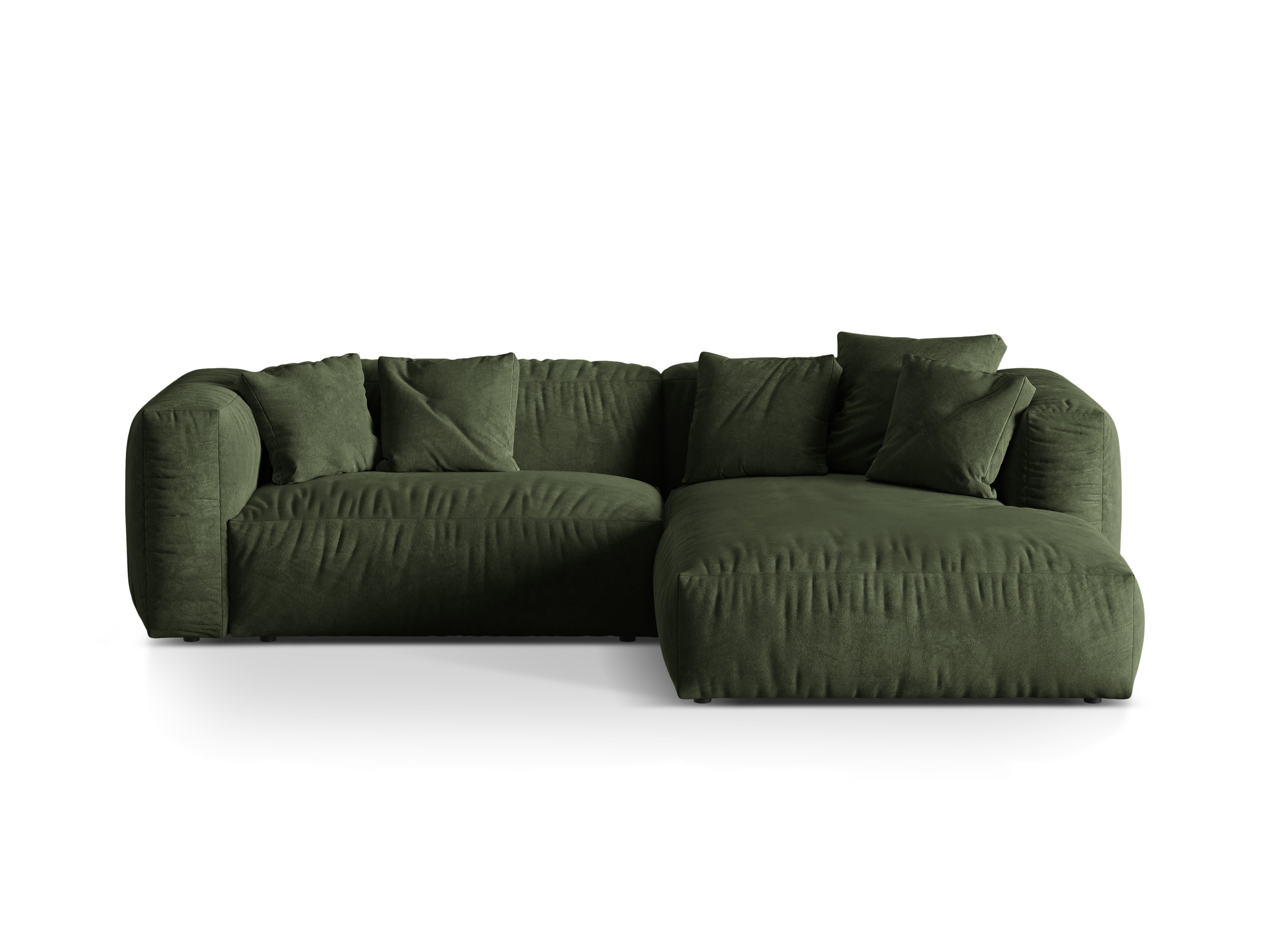 Right-sided 2-person velvet corner Martina Zielony