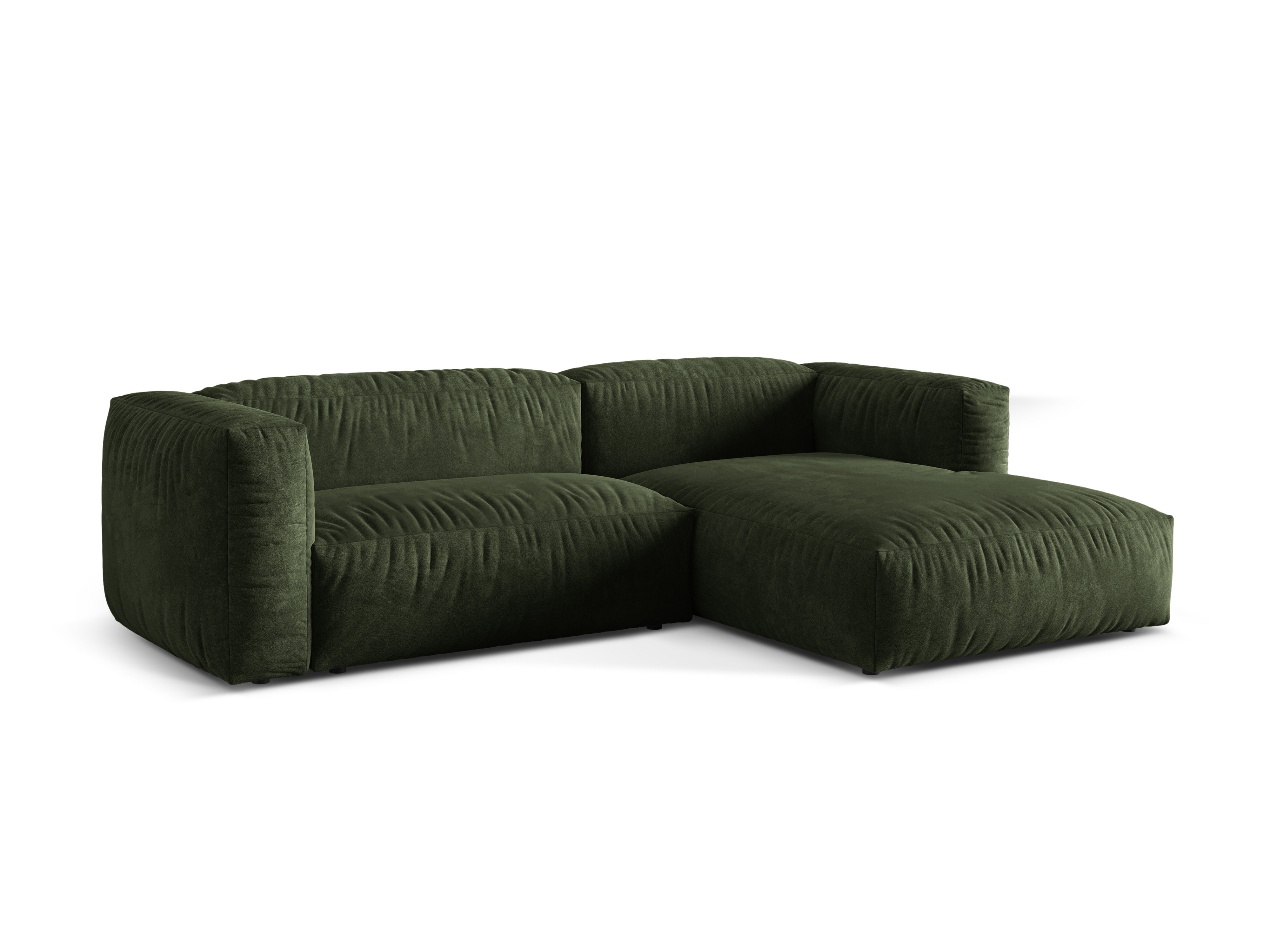 Right-sided 2-person velvet corner Martina Zielony