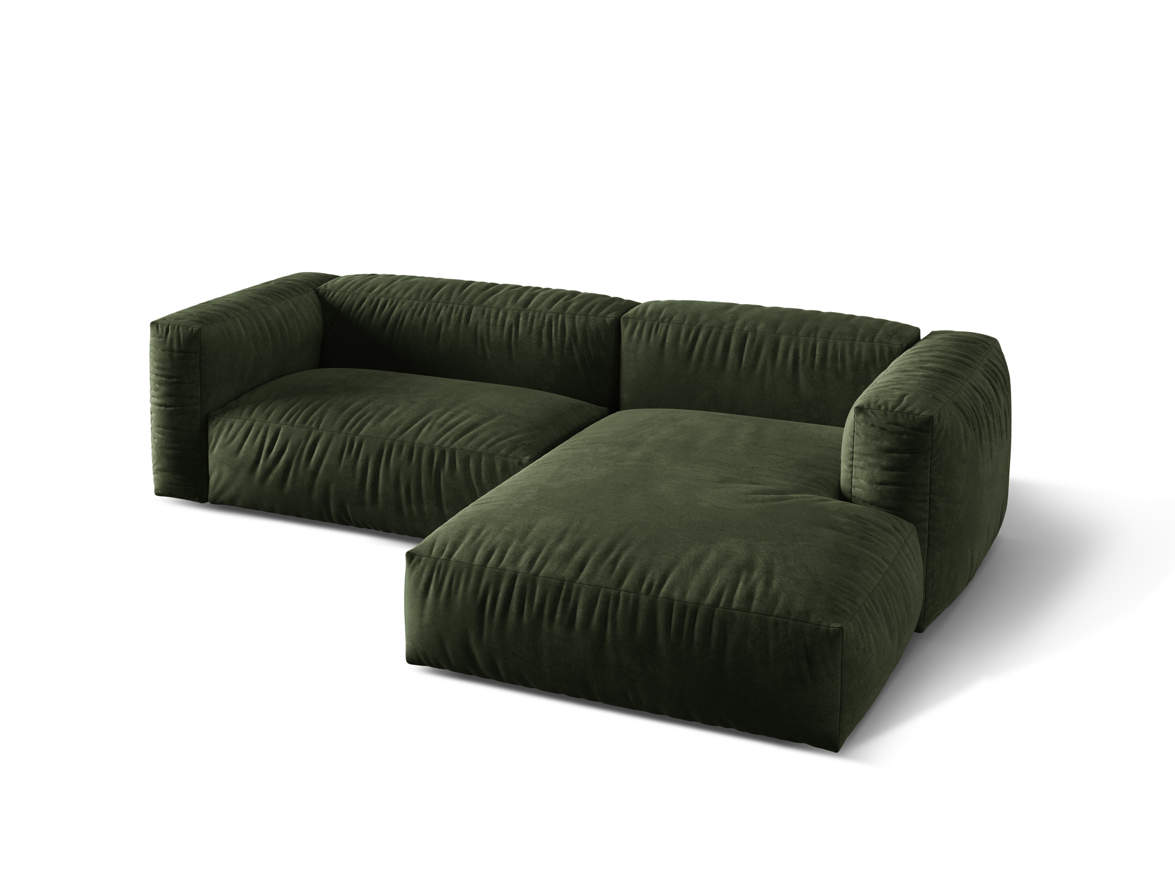 Right-sided 2-person velvet corner Martina Zielony