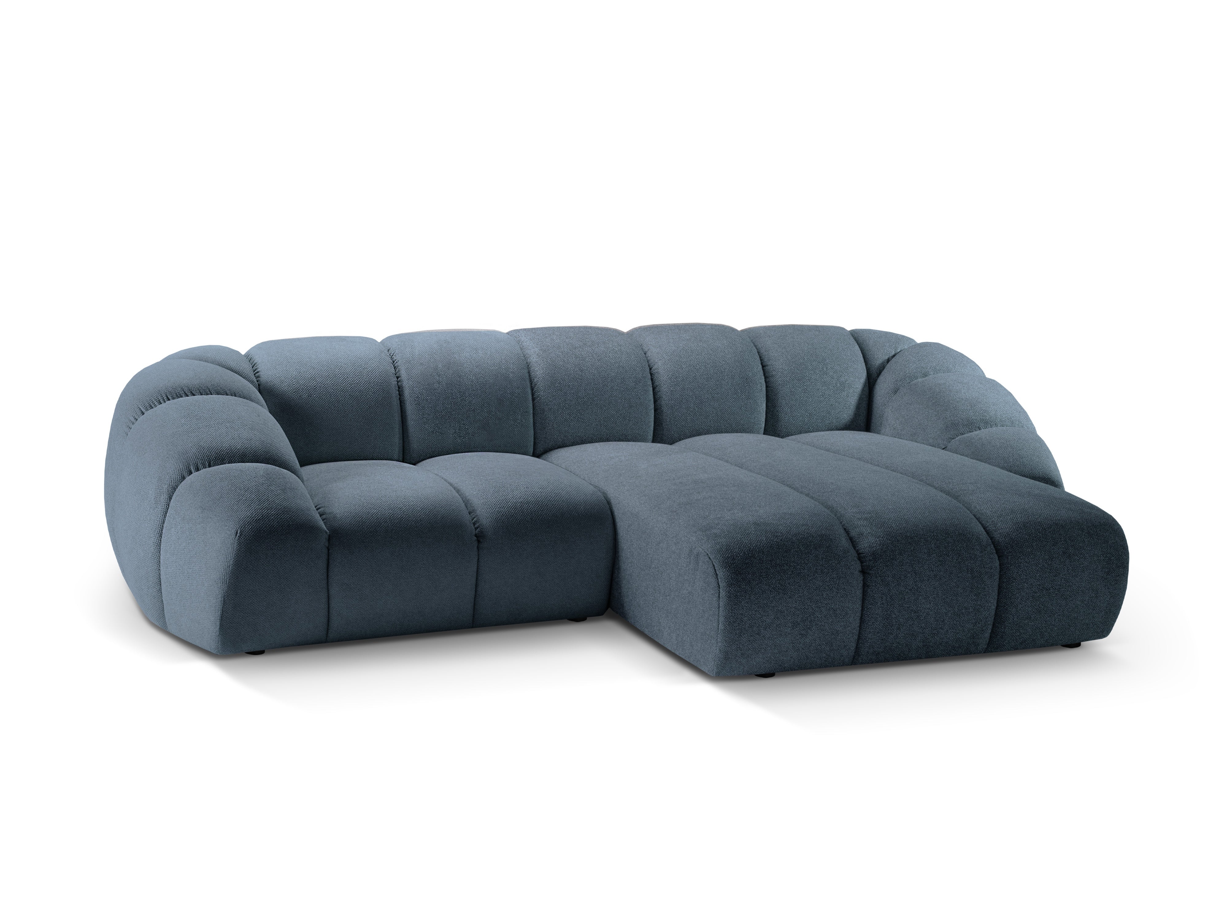 Right-facing 3-seater Corner Sofa DIANA light blue chenille