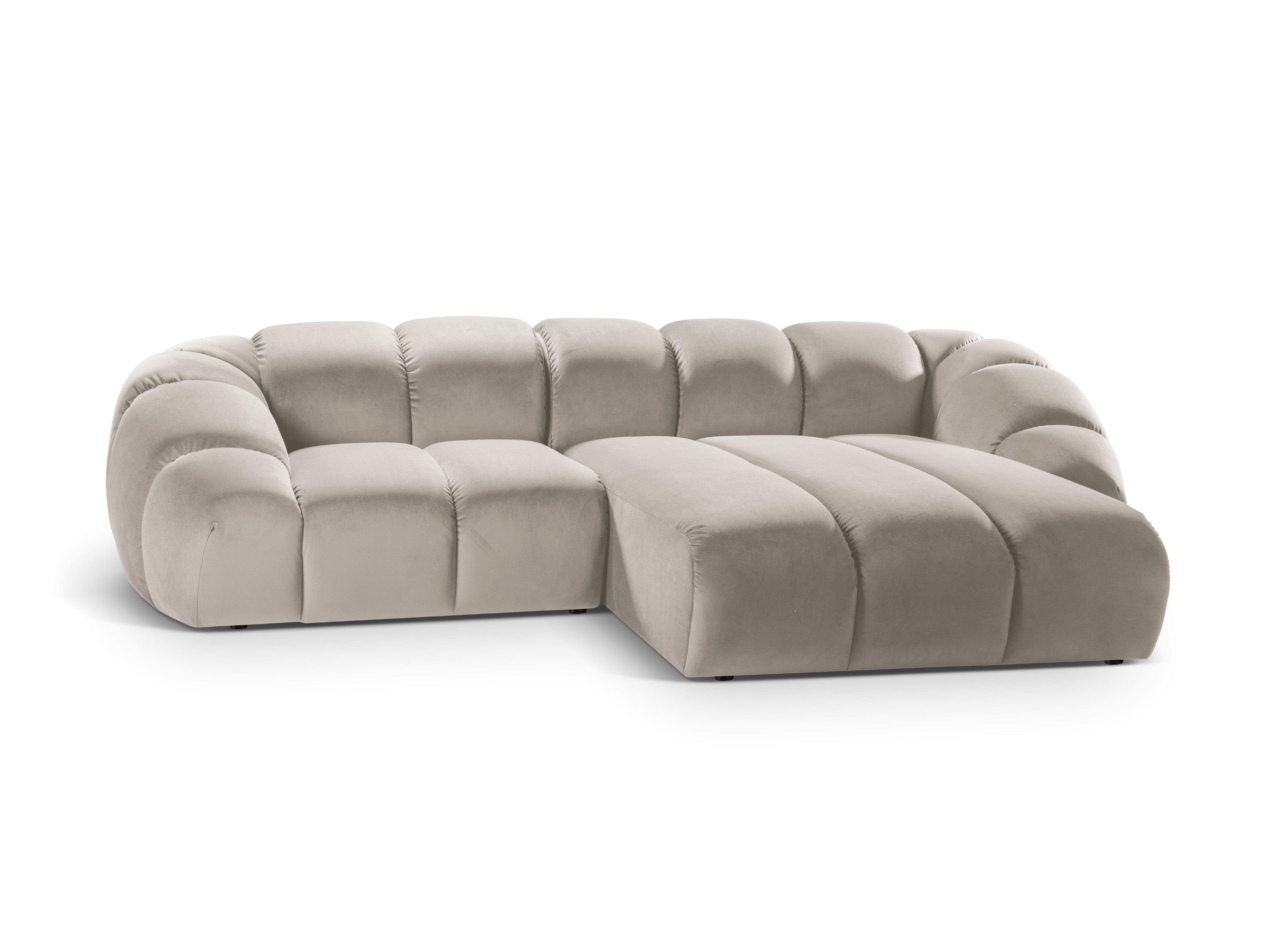 Velvet Right Corner Sofa, "Diana", 3 Seats, Beige, 294x182x72
Made in Europe