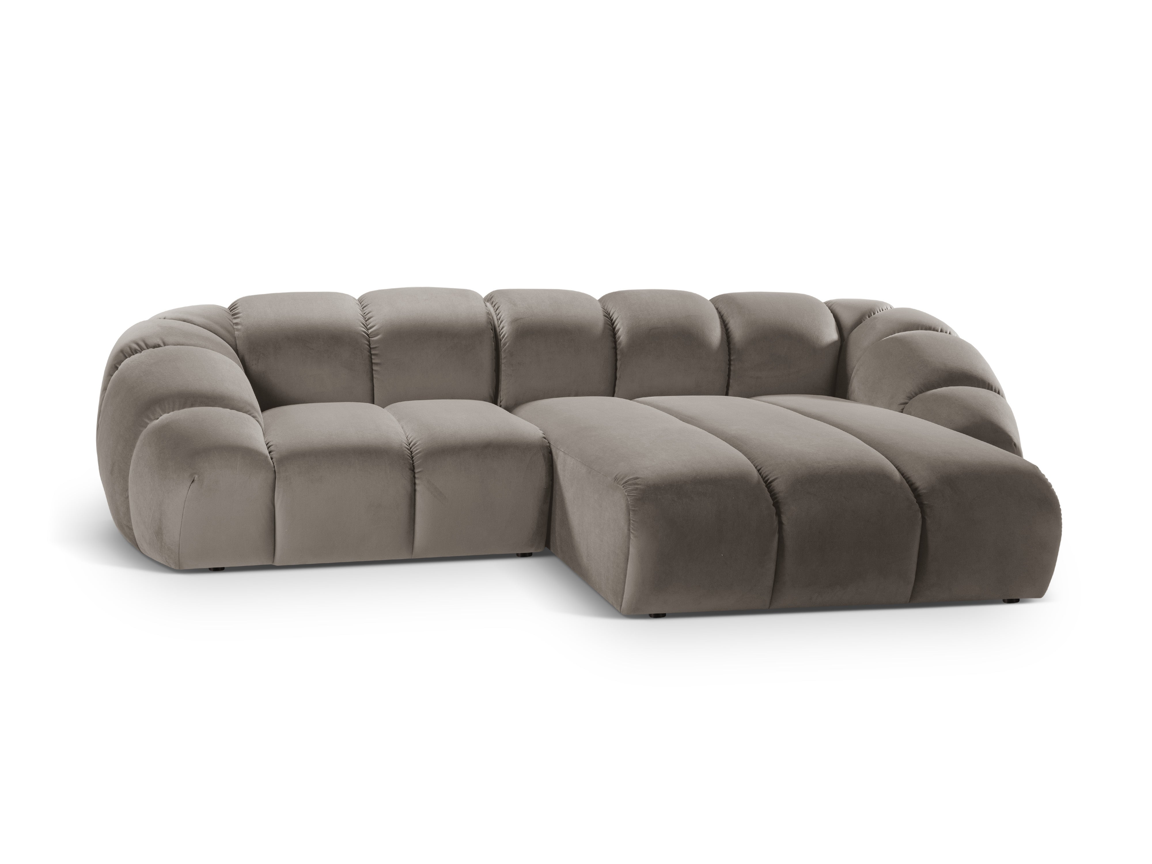 Velvet Right Corner Sofa, "Diana", 3 Seats, Gray Brown, 294x182x72
Made in Europe