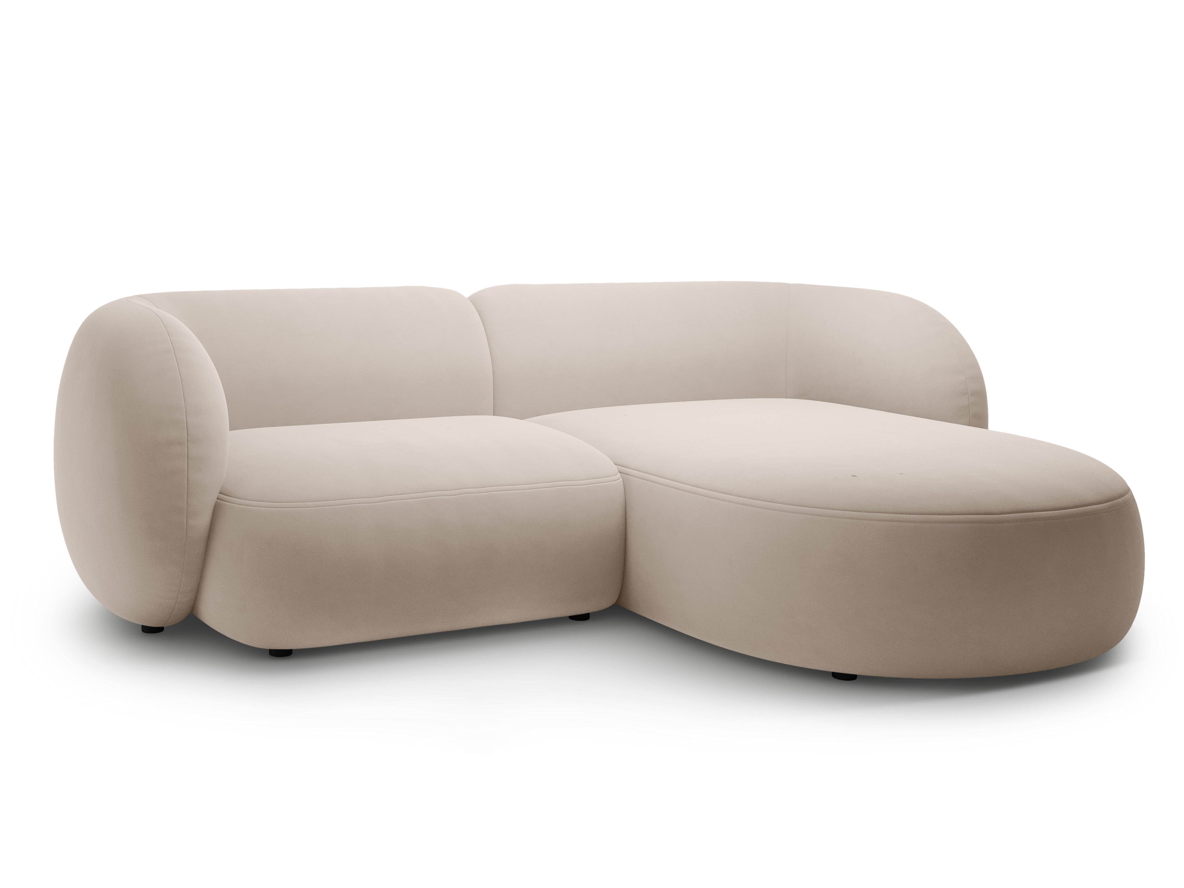Right-facing velvet corner sofa for 2 people KATE beige
