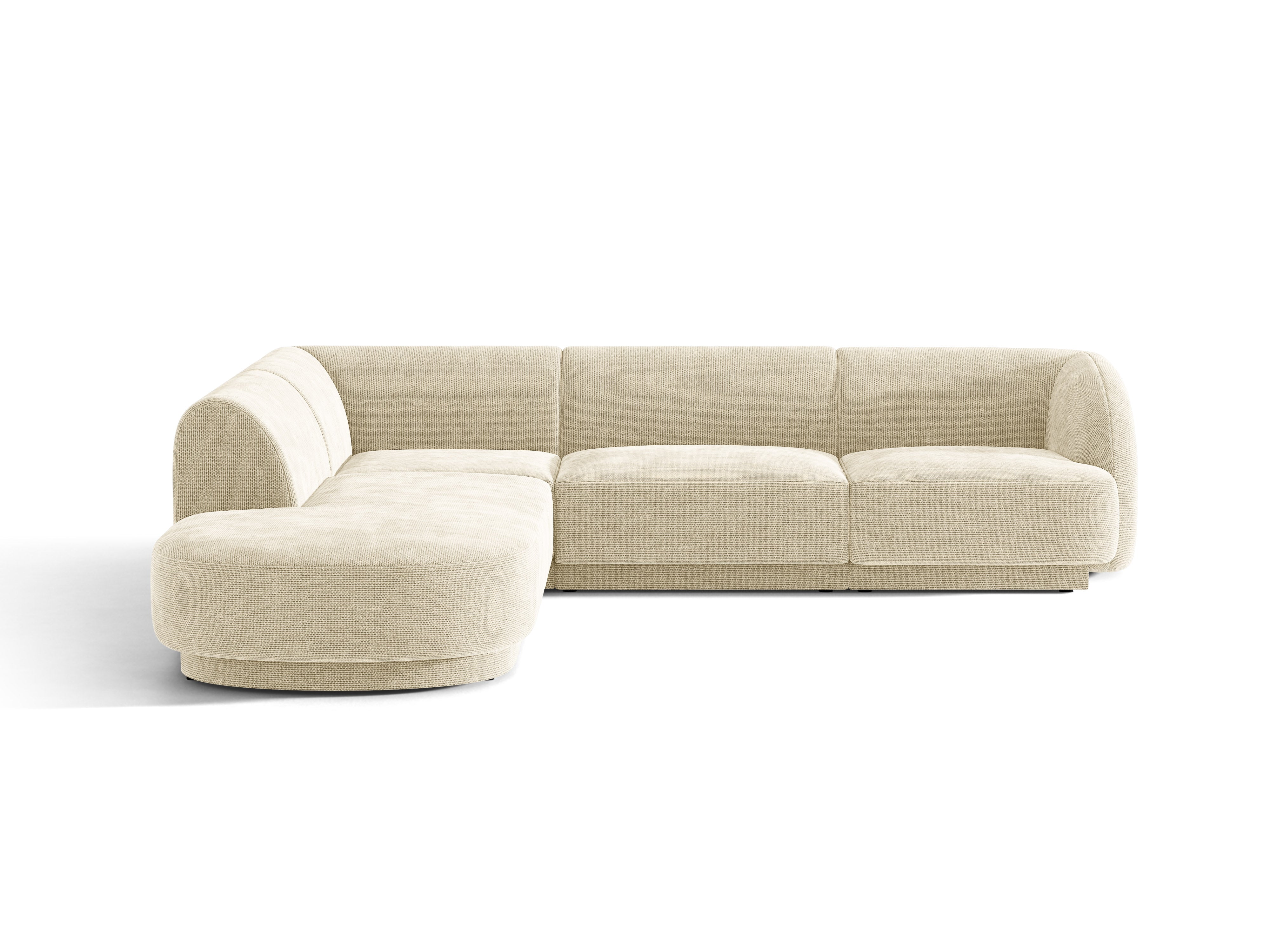 6-sitzige linke Eckcouch MILEY hellbeige samtig