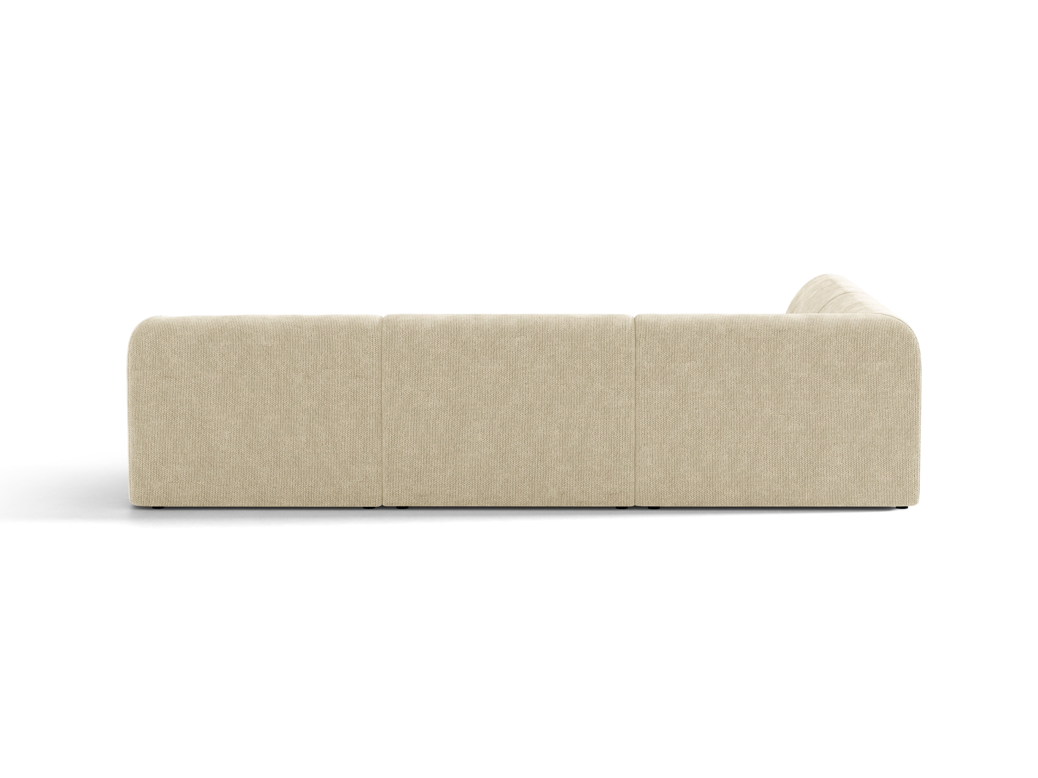 6-sitzige linke Eckcouch MILEY hellbeige samtig