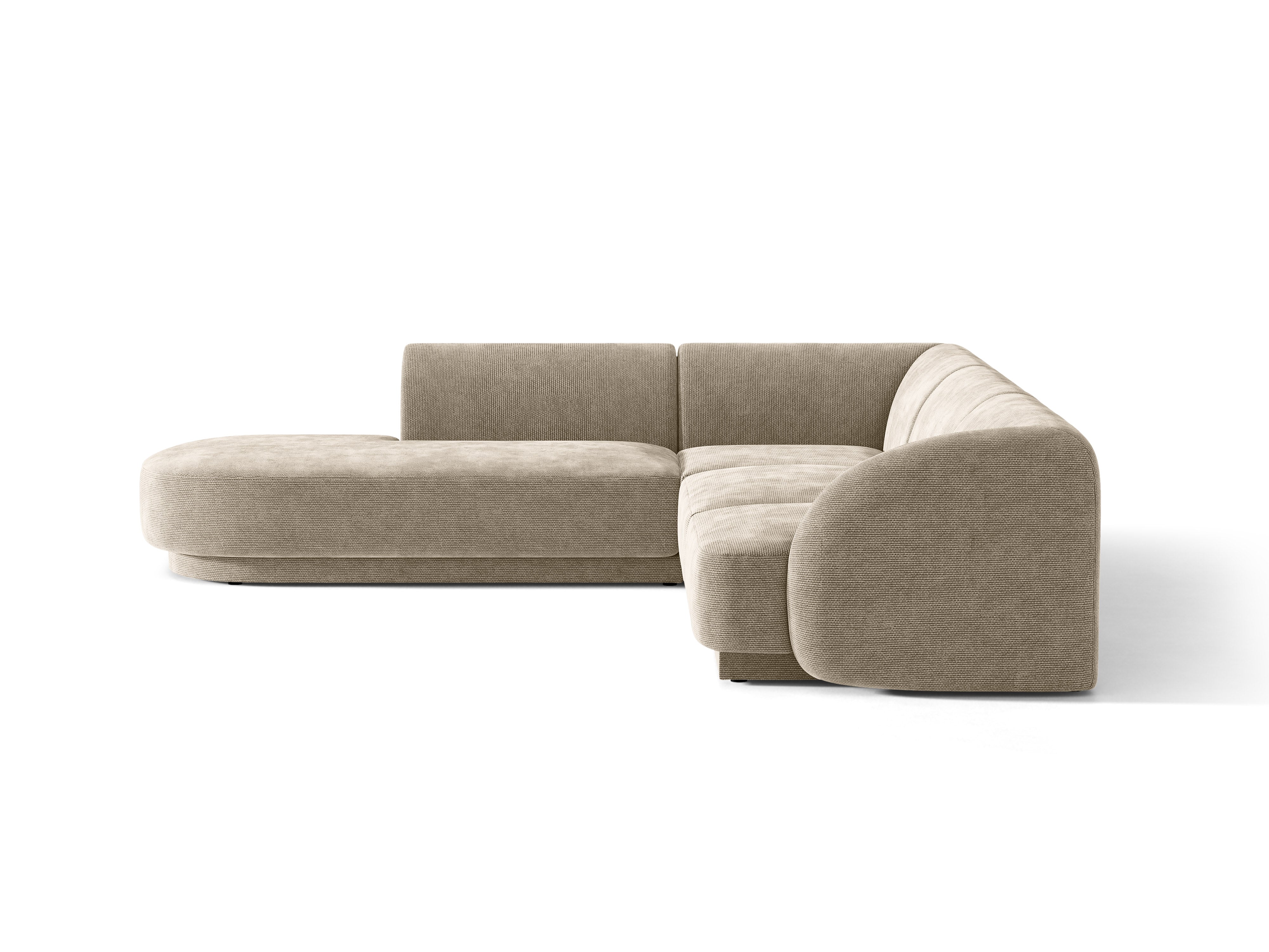 6-sitzige linke Eckcouch MILEY beige schimmernder Chenille