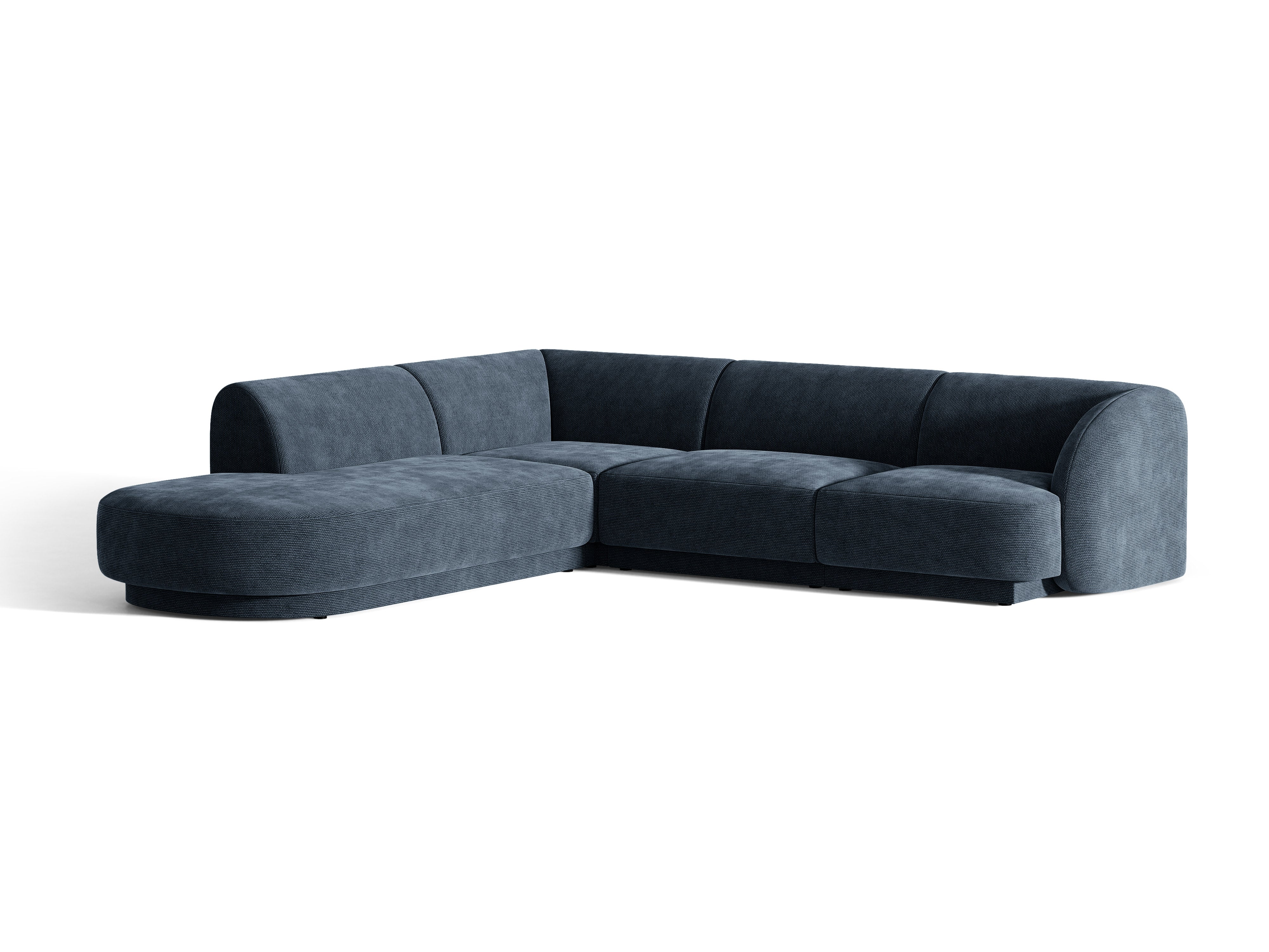 6-sitziges linksseitiges Ecksofa MILEY in samtigem Marineblau