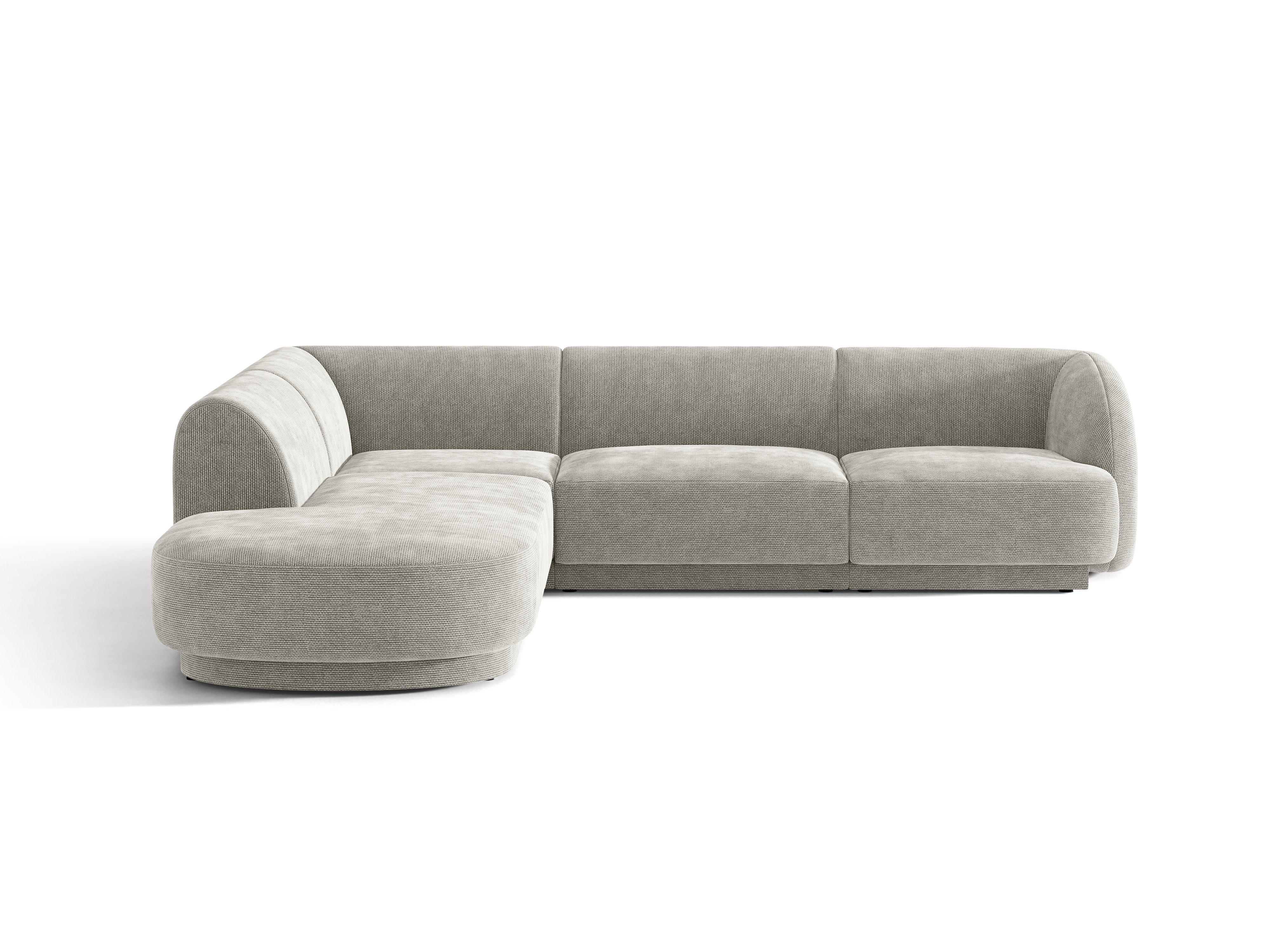 6-sitzige linke Eckcouch MILEY hellgraues, seidiges Chenille