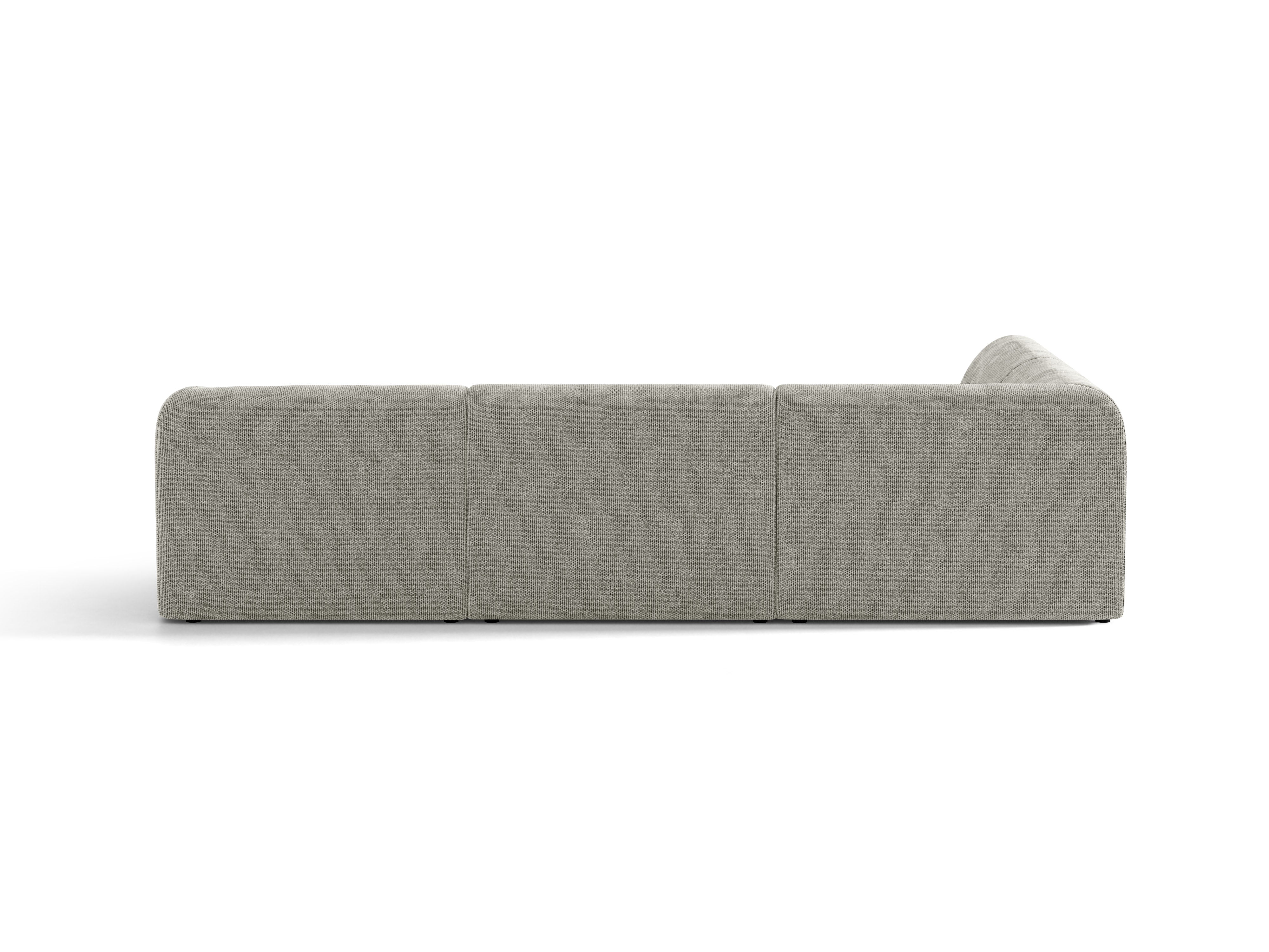 6-sitzige linke Eckcouch MILEY hellgraues, seidiges Chenille