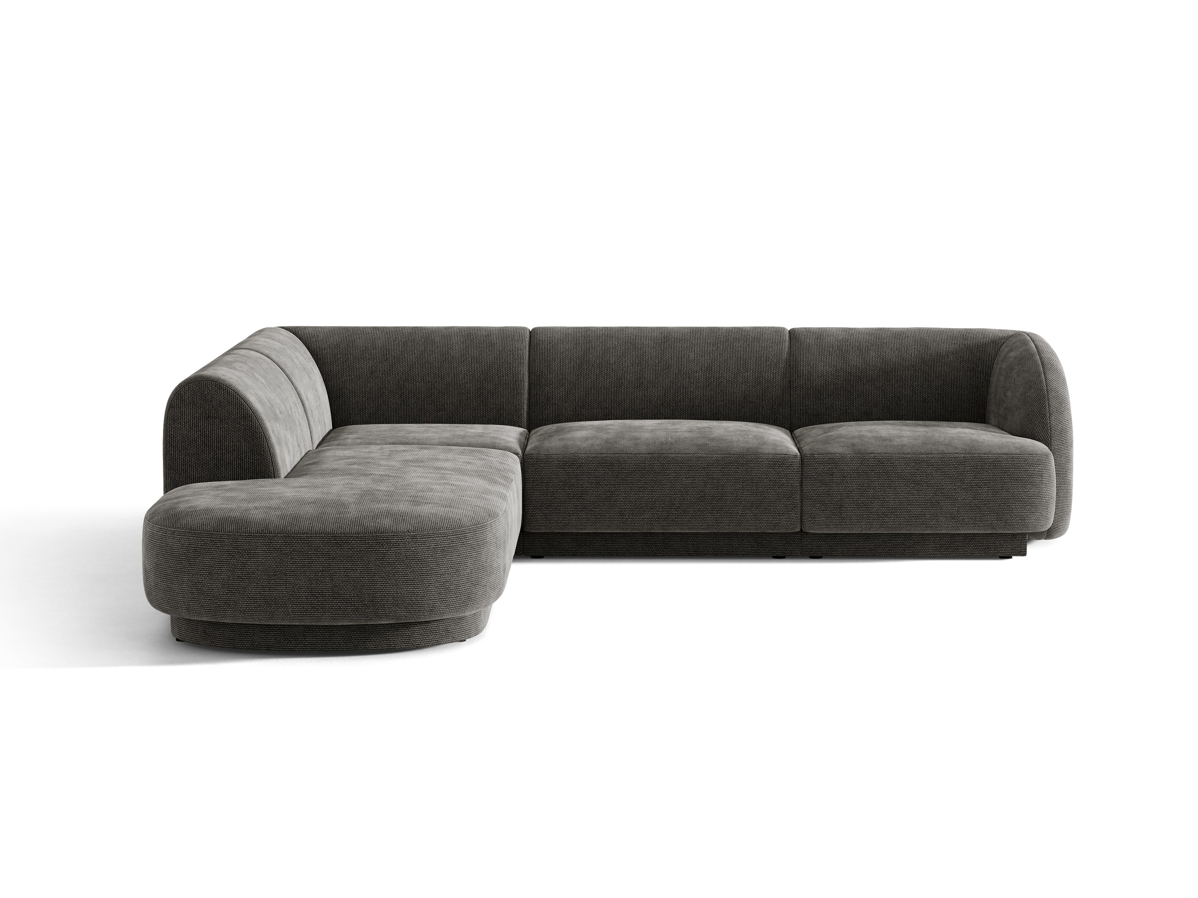 6-sitziges linksseitiges Ecksofa MILEY graues Chenille seidig